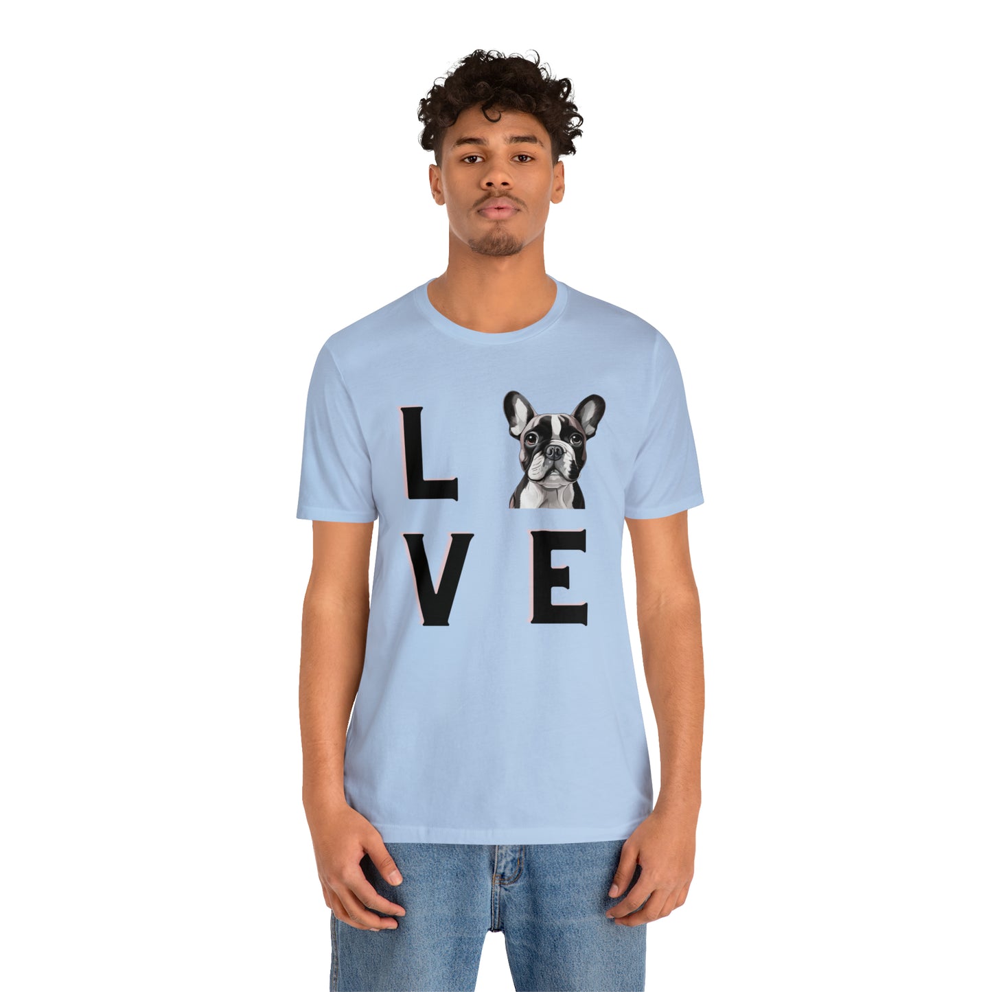 Frenchie Puppy LOVE Unisex Jersey Short Sleeve Tee