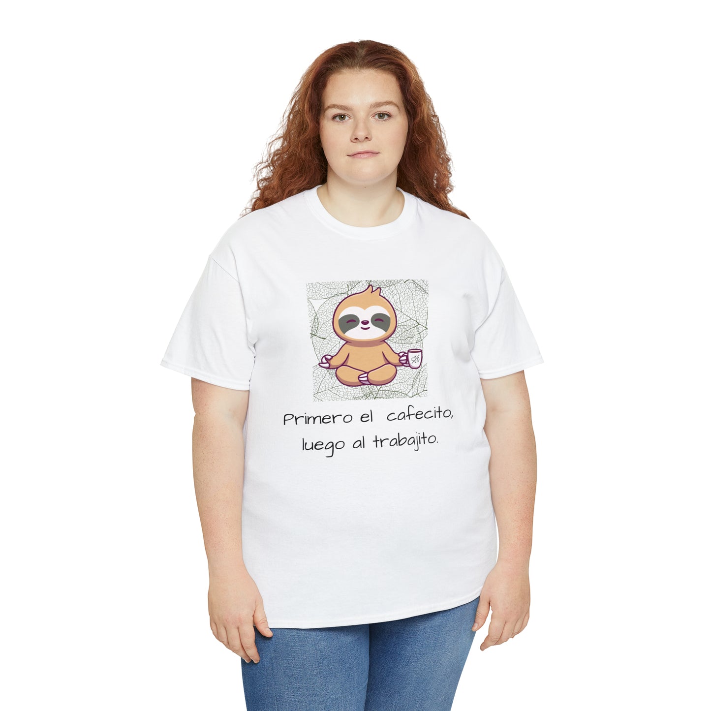 Sloth Cafecito Graphic Tshirt Unisex Heavy Cotton Tee