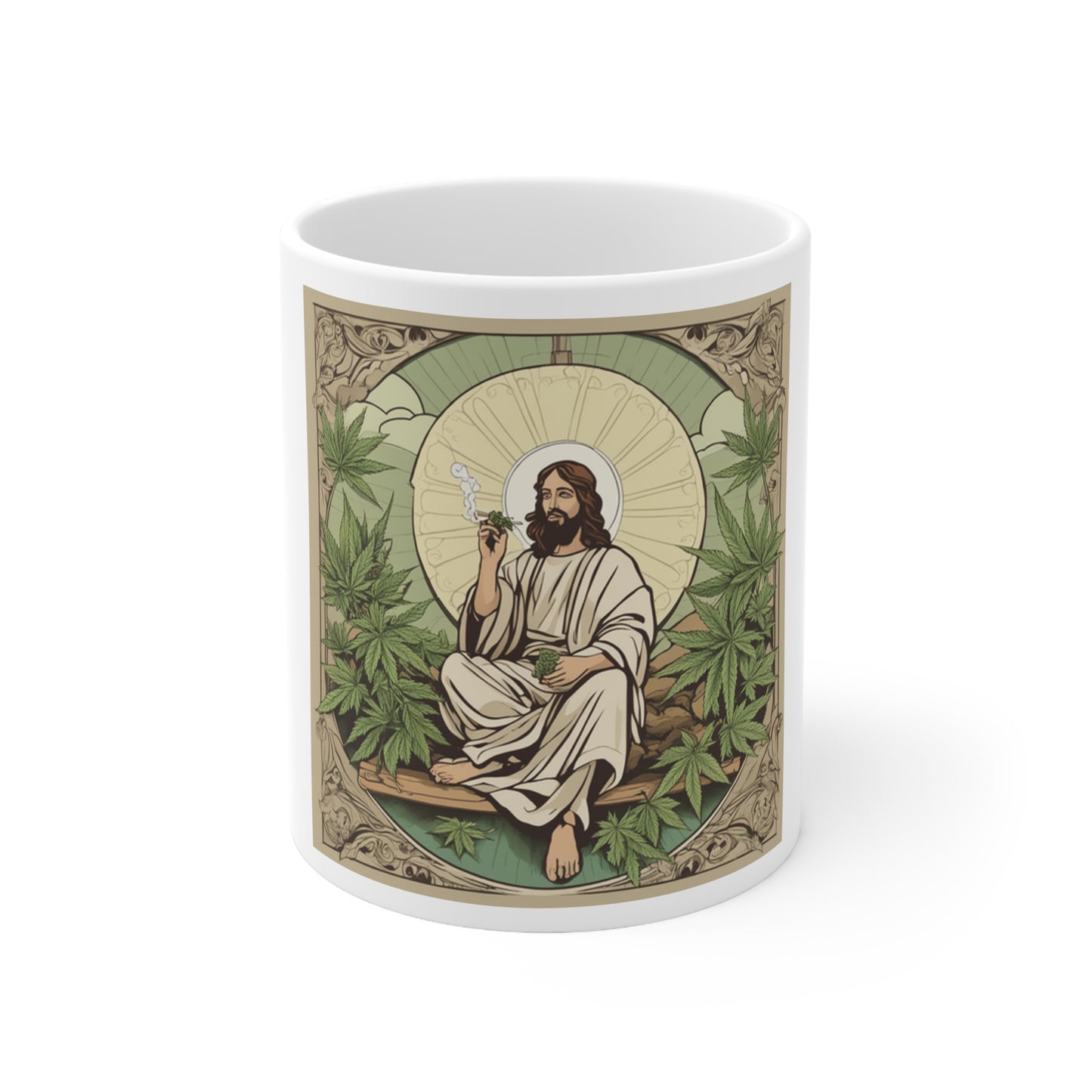 Ceramic Mug 11 Oz. Cannabis Enthusiast Series Jesus Weed