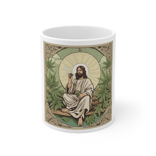 Ceramic Mug 11 Oz. Cannabis Enthusiast Series Jesus Weed