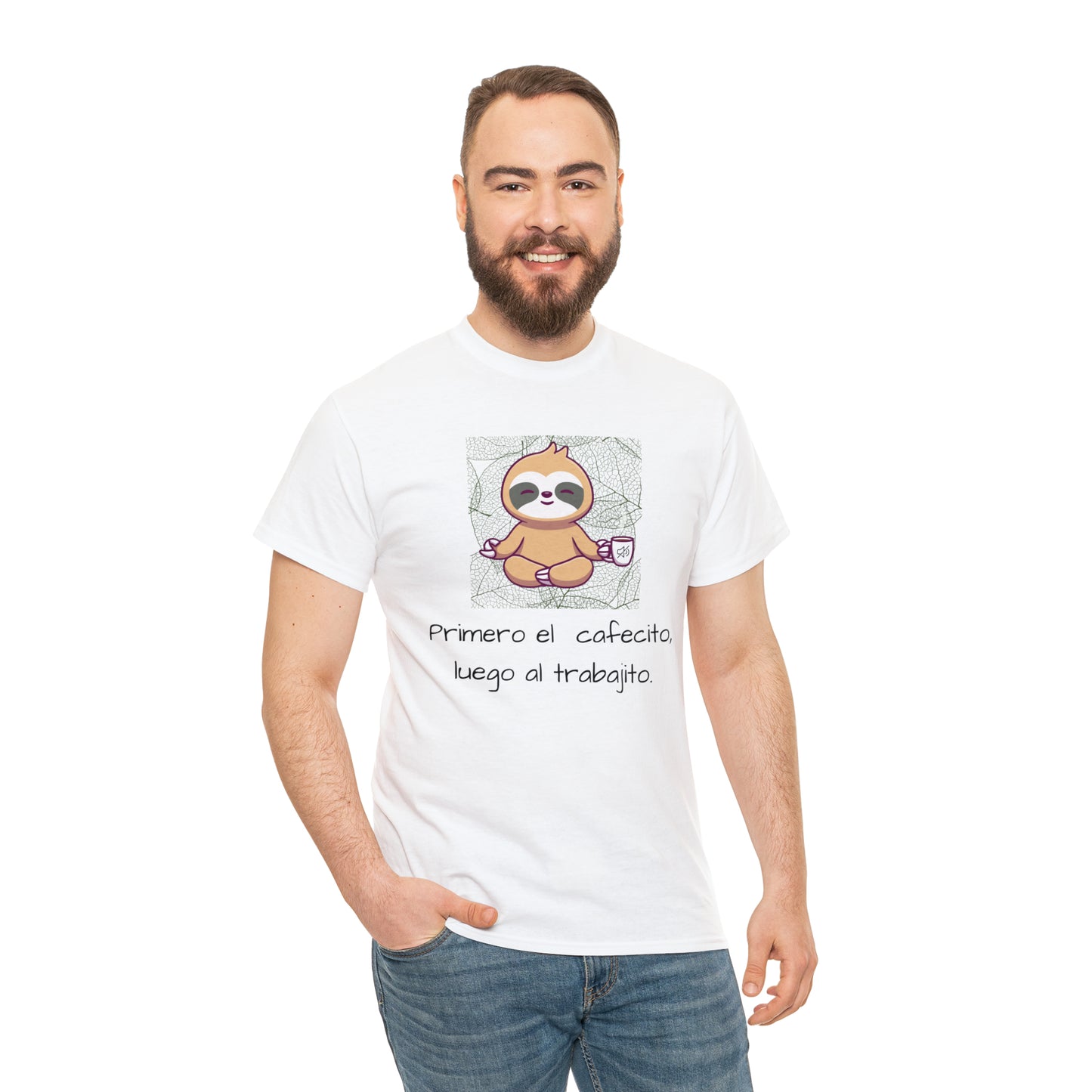 Sloth Cafecito Graphic Tshirt Unisex Heavy Cotton Tee