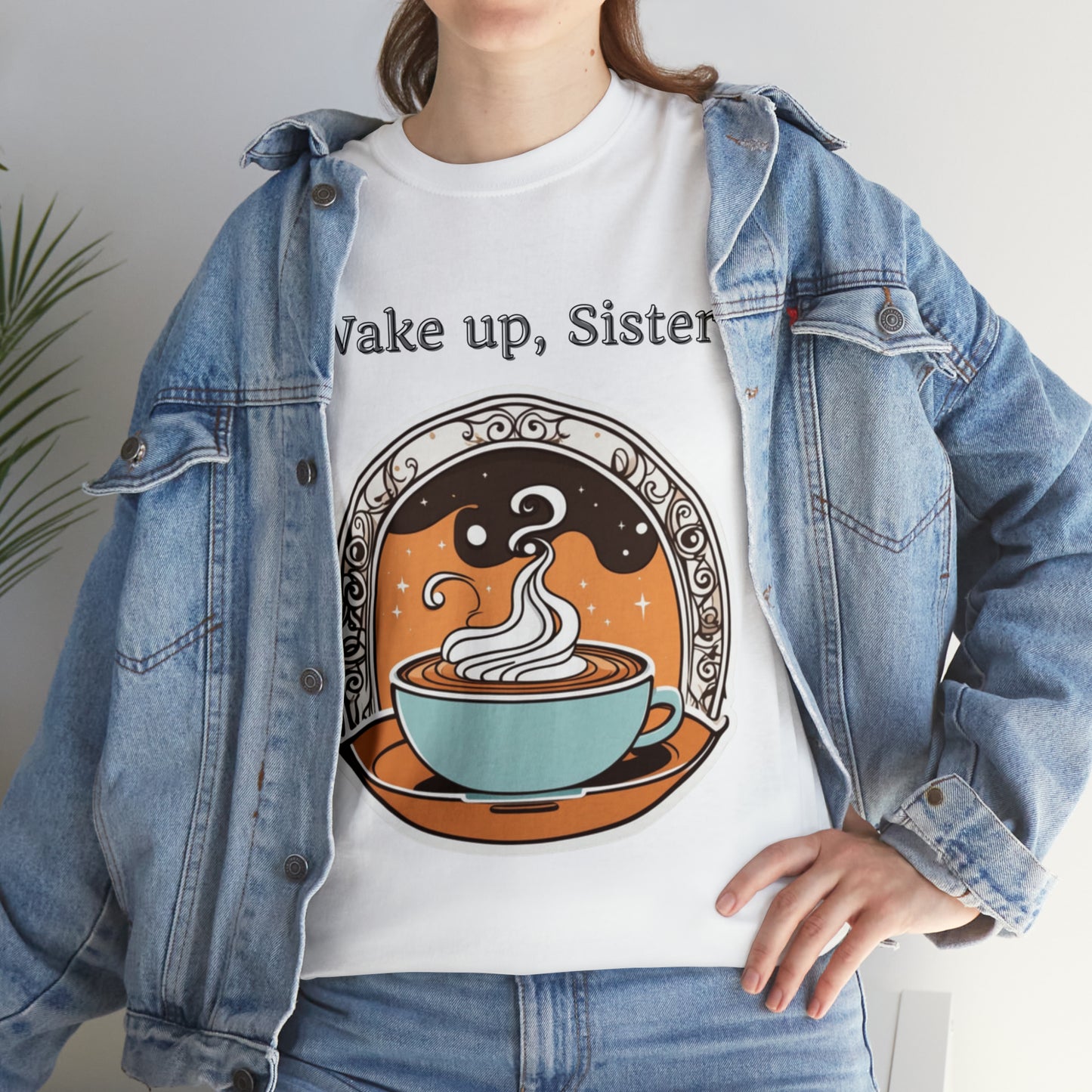 Unisex Heavy Cotton Tee Wake Up, Sister Brew