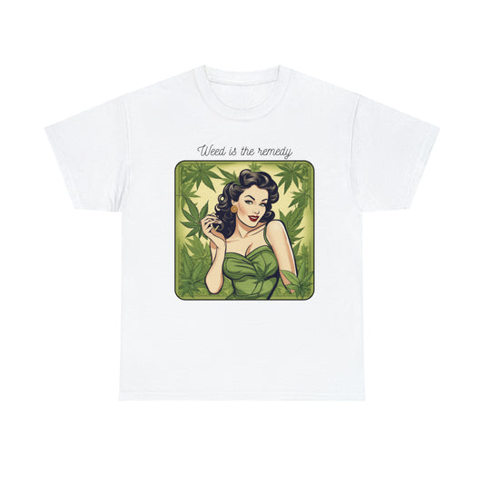 Unisex Heavy Cotton Tee Cannabis Enthusiast Series No. 23 Weed is The Remedy