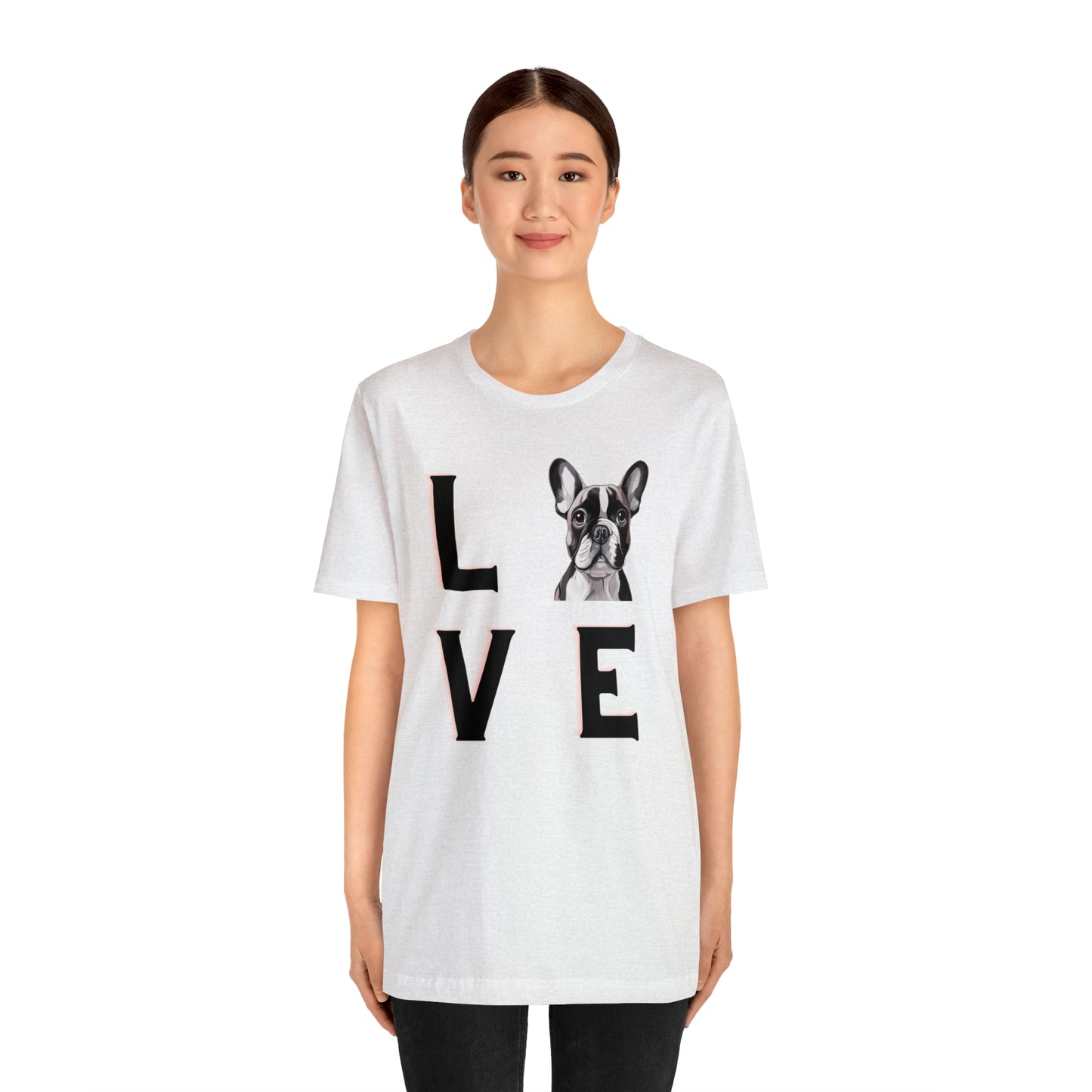 Frenchie Puppy LOVE Unisex Jersey Short Sleeve Tee