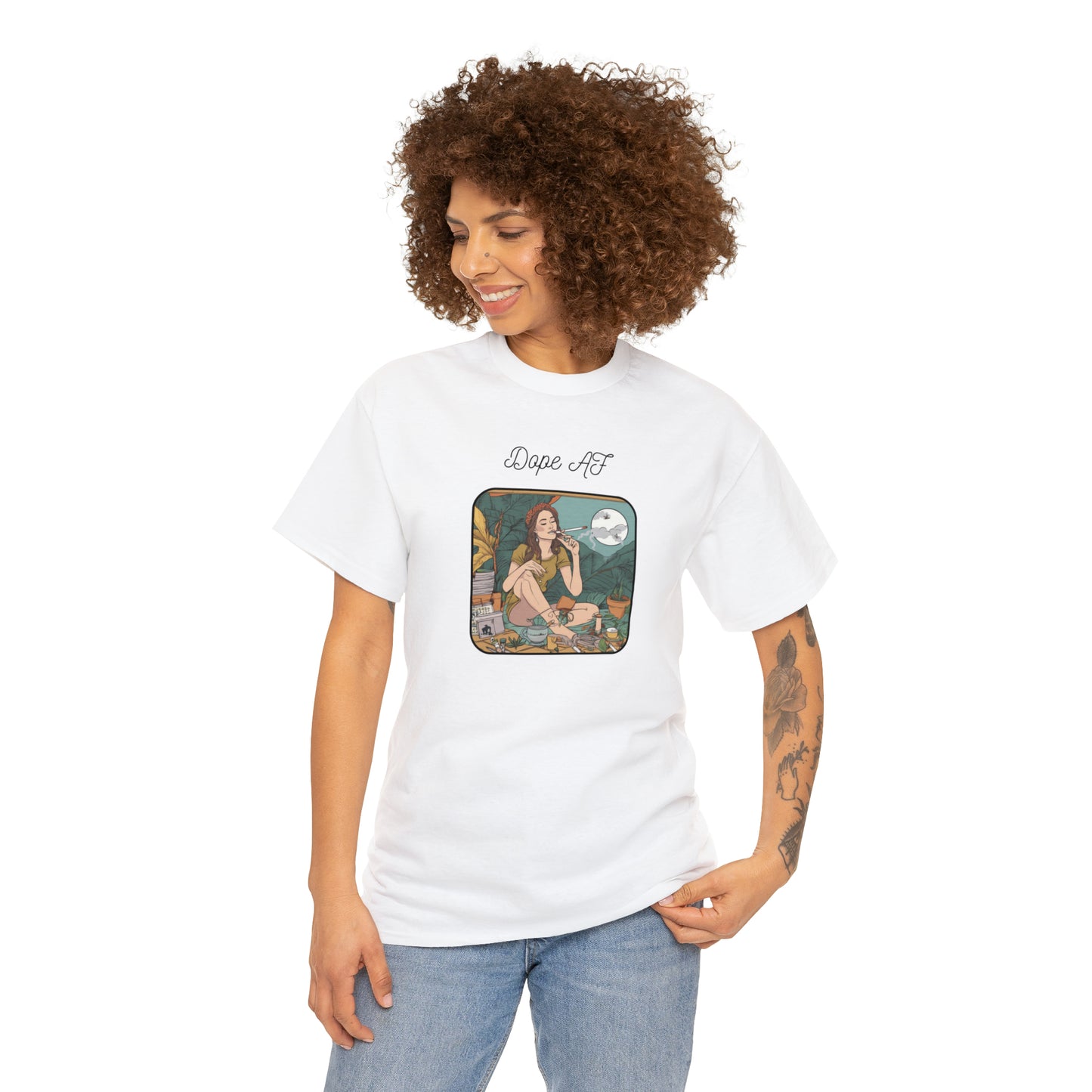 Unisex Heavy Cotton Tee Cannabis Enthusiast Series Dope AF
