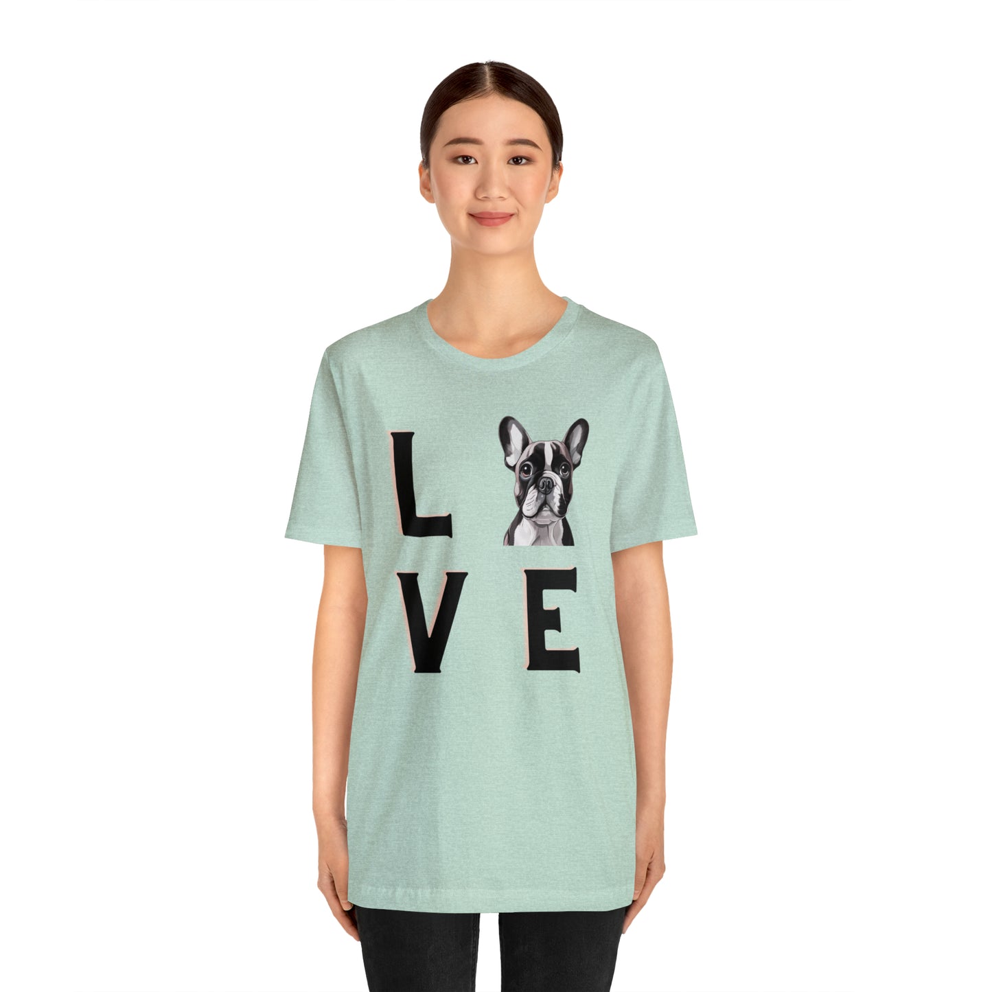 Frenchie Puppy LOVE Unisex Jersey Short Sleeve Tee