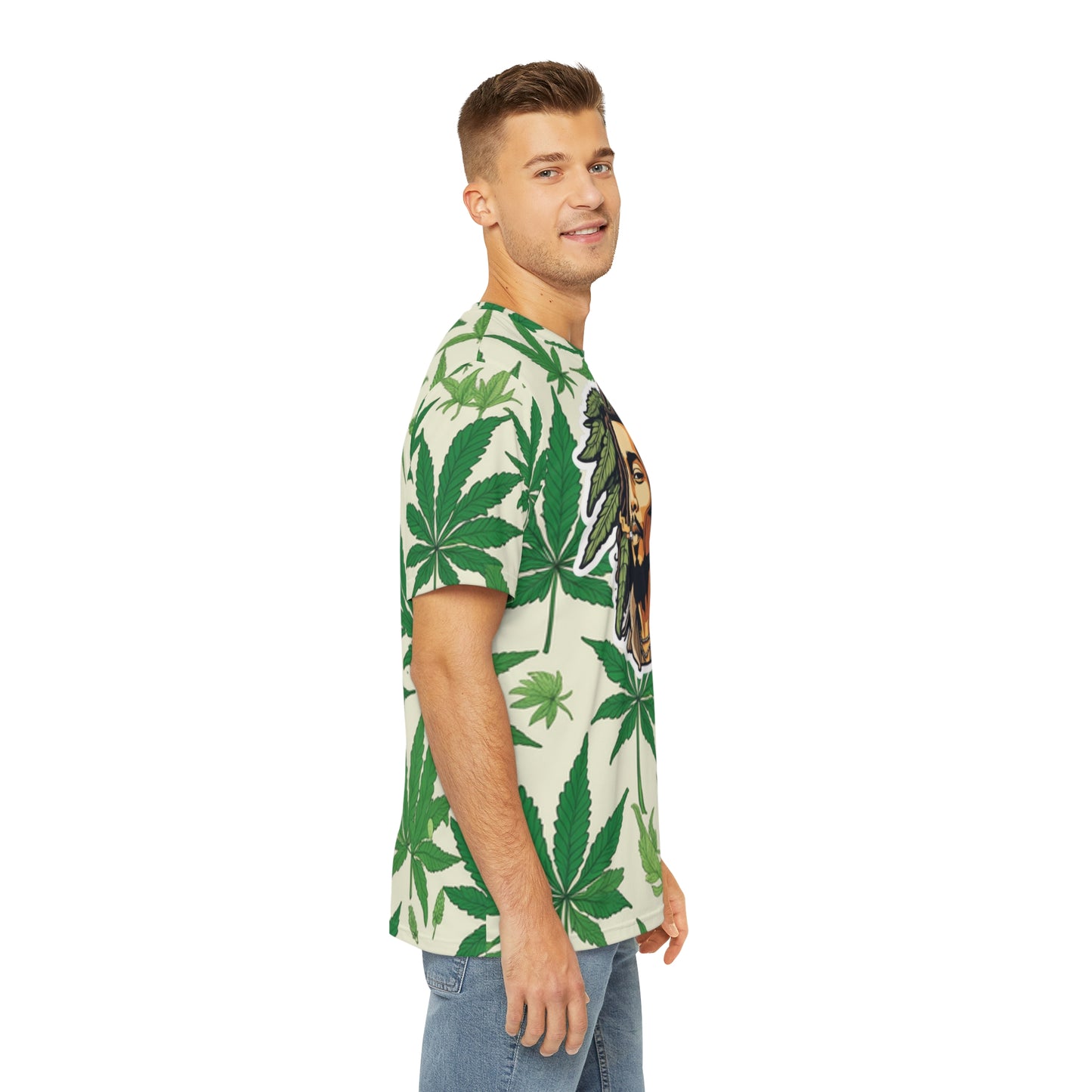 Men's Polyester Tee (AOP) rasta bob cannabis enthusiast