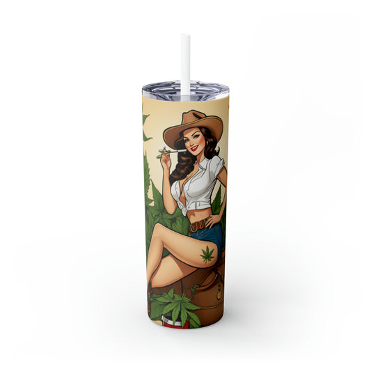 Skinny Tumbler with Straw, 20oz Cannabis Enthusiast Series