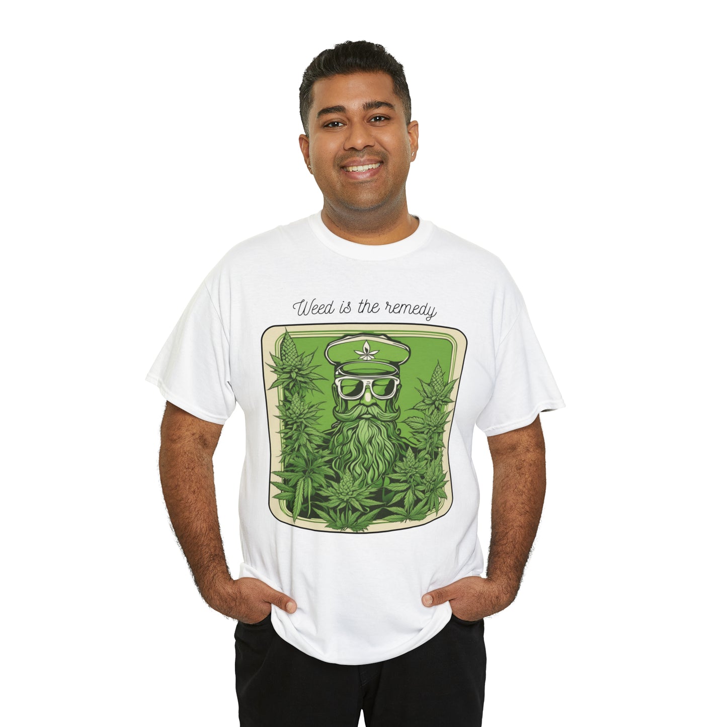 Unisex Heavy Cotton Tee Cannabis Enthusiast Series No. 15 Weed is The Remedy