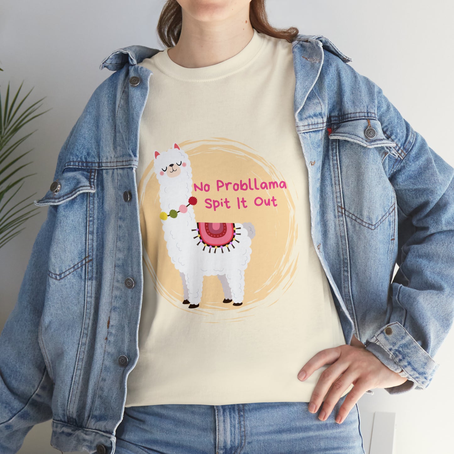 No Probllama Spit It Out Graphic Tshirt Unisex Heavy Cotton Tee