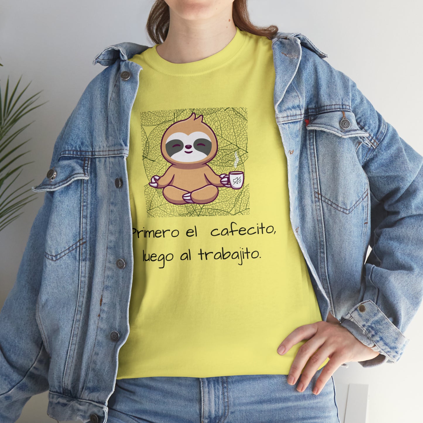 Sloth Cafecito Graphic Tshirt Unisex Heavy Cotton Tee