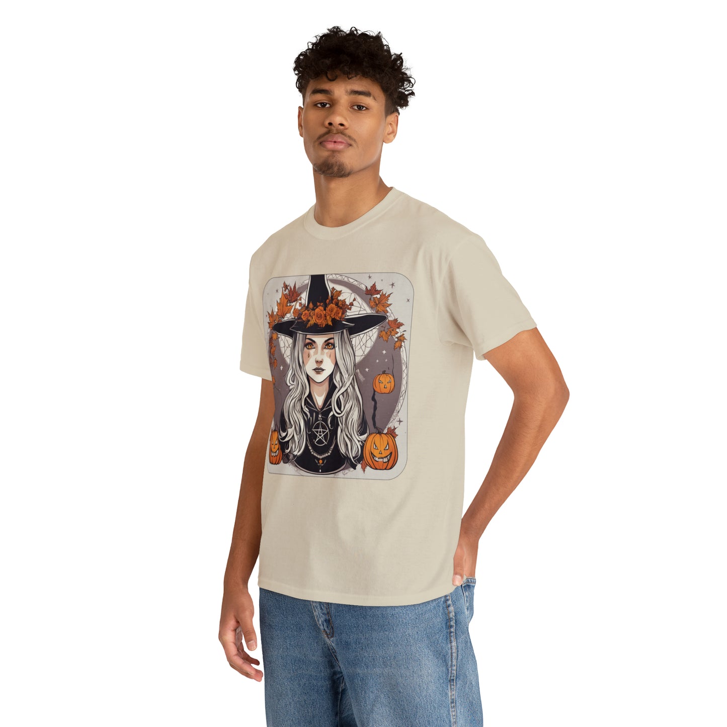 Unisex Heavy Cotton Tee Halloween Witch Pumpkin