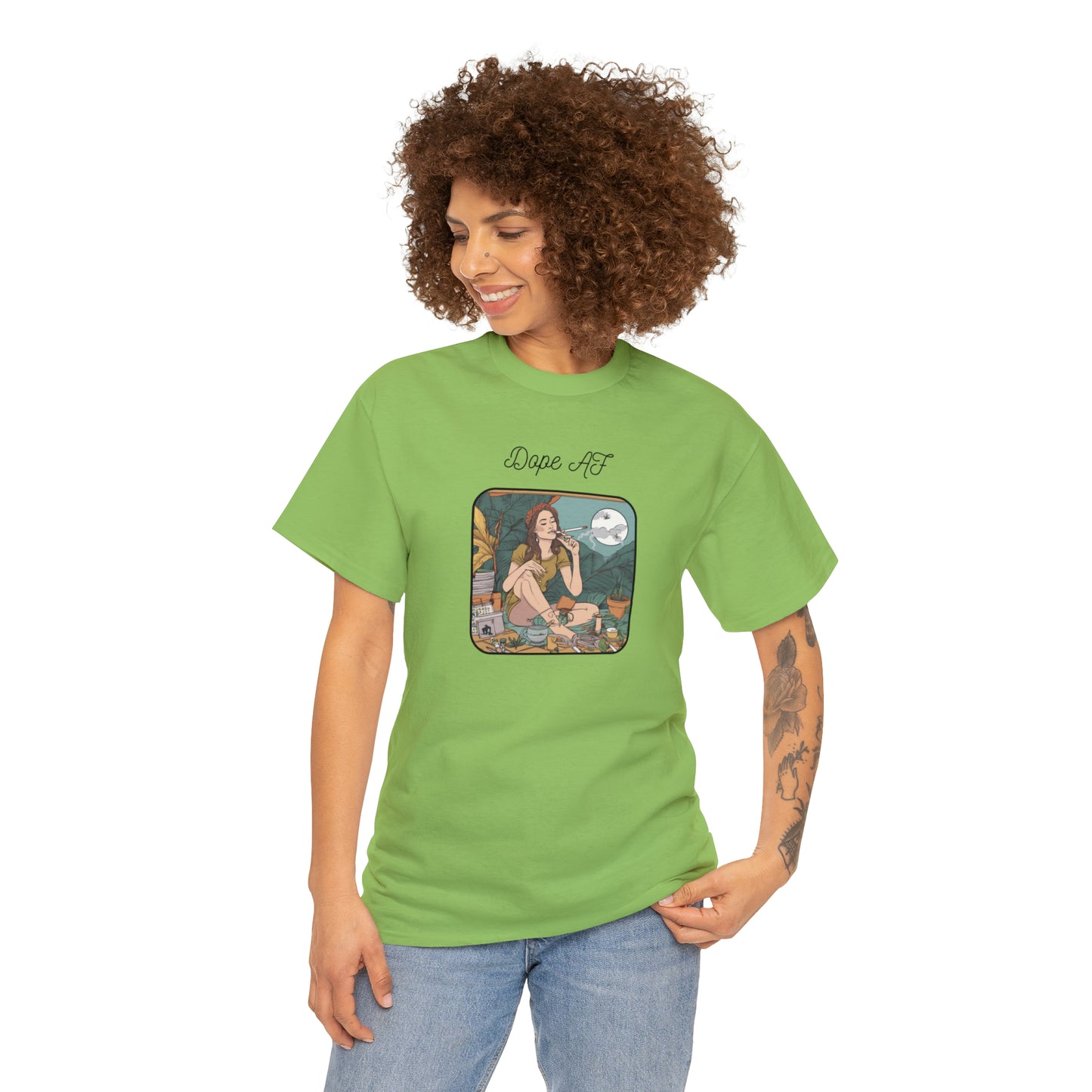 Unisex Heavy Cotton Tee Cannabis Enthusiast Series Dope AF