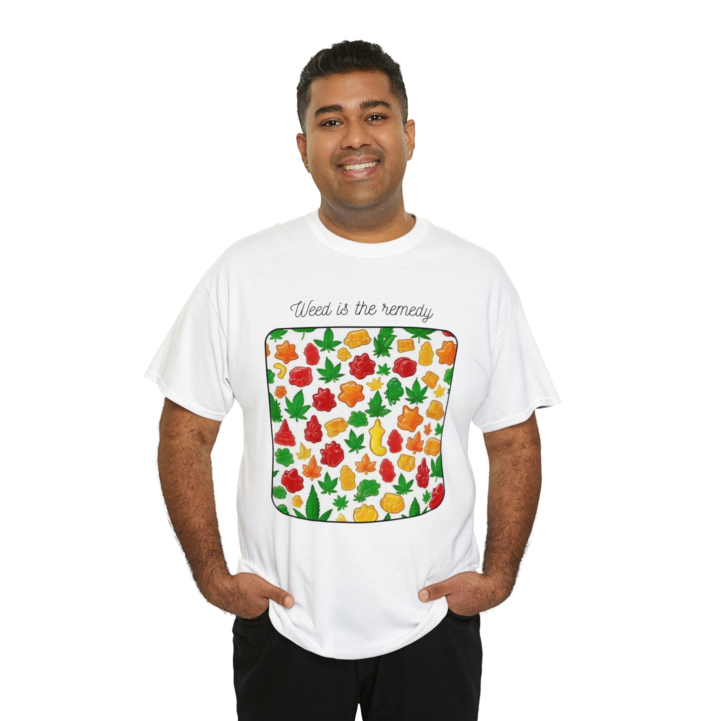 Unisex Heavy Cotton Tee Cannabis Enthusiast Series No. 20 Weed is The Remedy