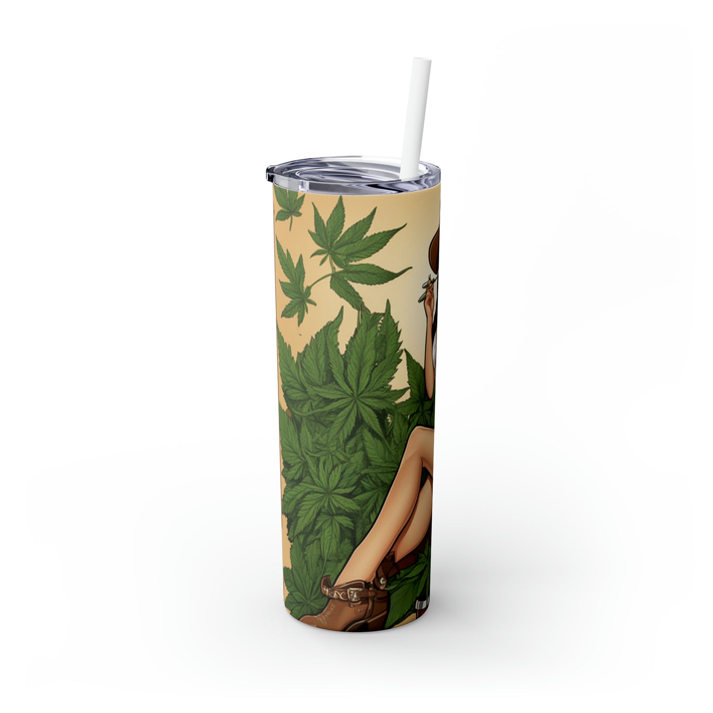 Skinny Tumbler with Straw, 20oz Cannabis Enthusiast Series