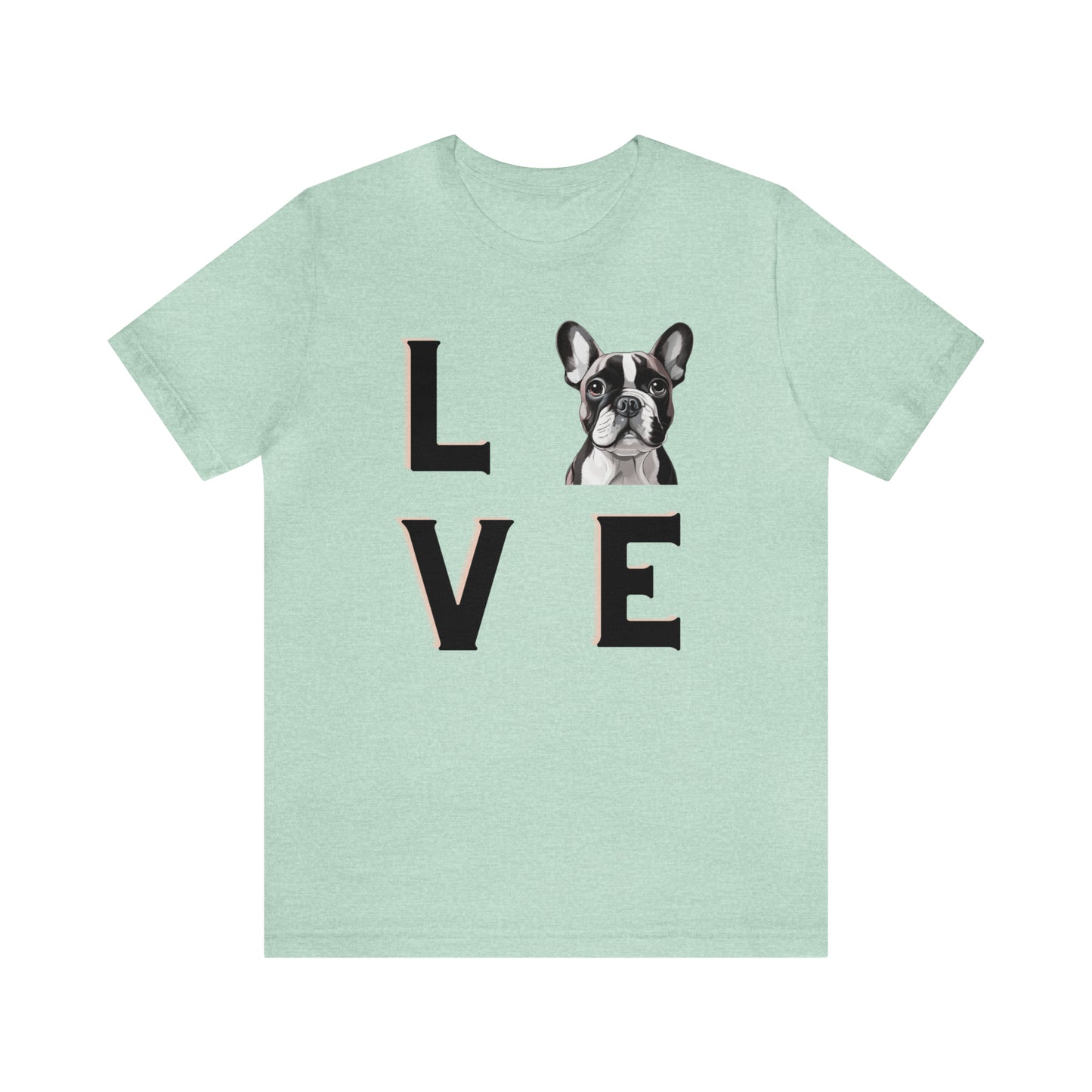 Frenchie Puppy LOVE Unisex Jersey Short Sleeve Tee