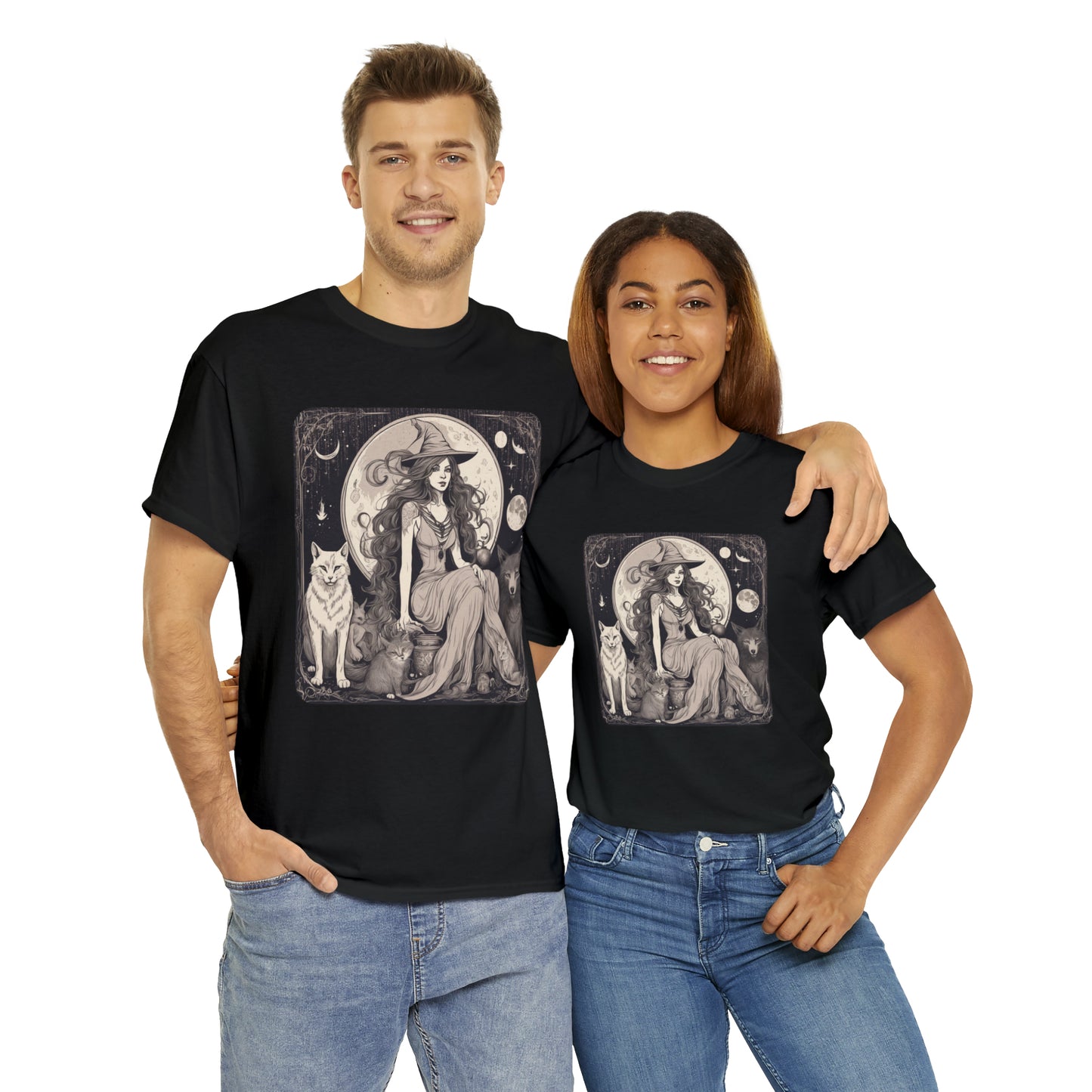 Unisex Heavy Cotton Tee Witchy Vibes and Familiars