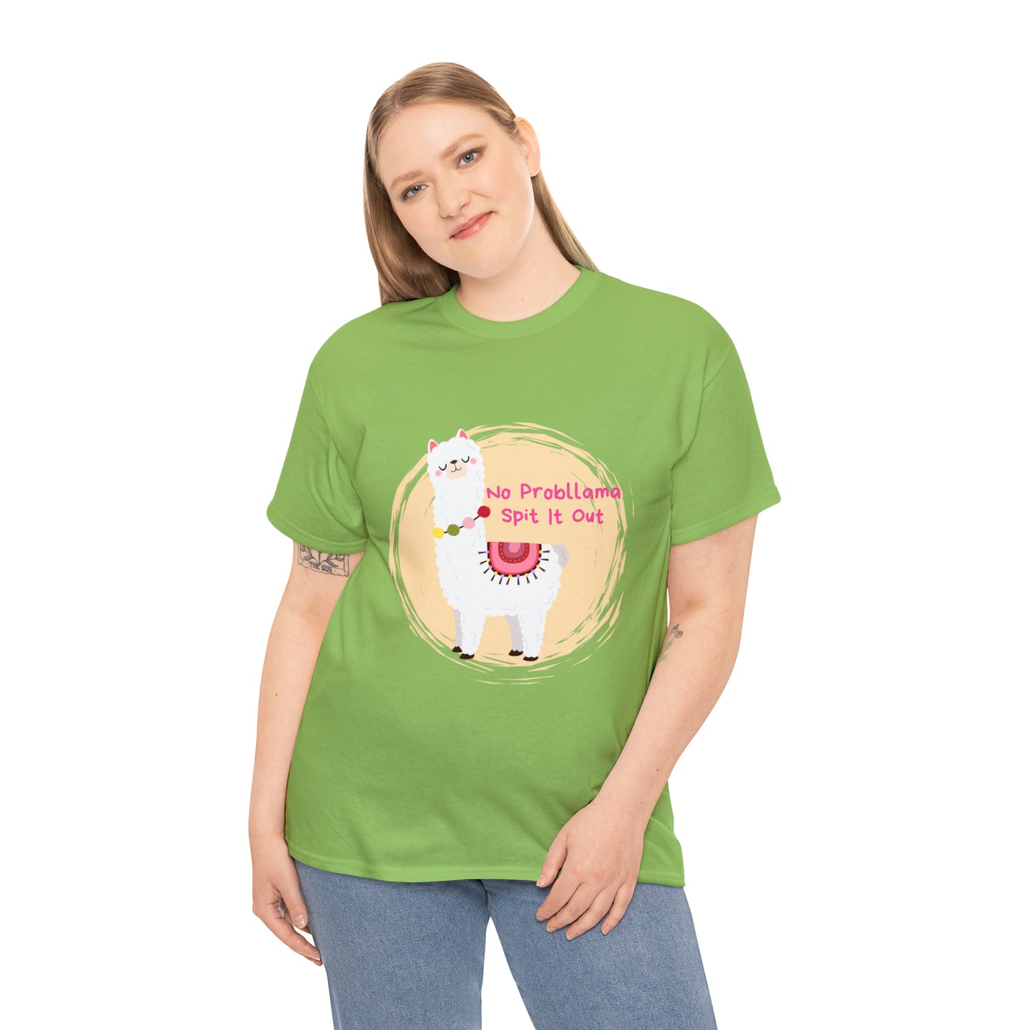 No Probllama Spit It Out Graphic Tshirt Unisex Heavy Cotton Tee