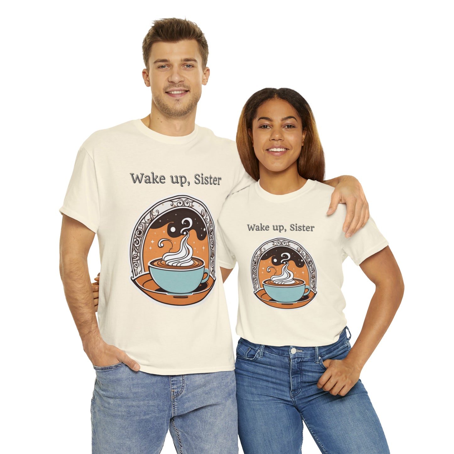 Unisex Heavy Cotton Tee Wake Up, Sister Brew