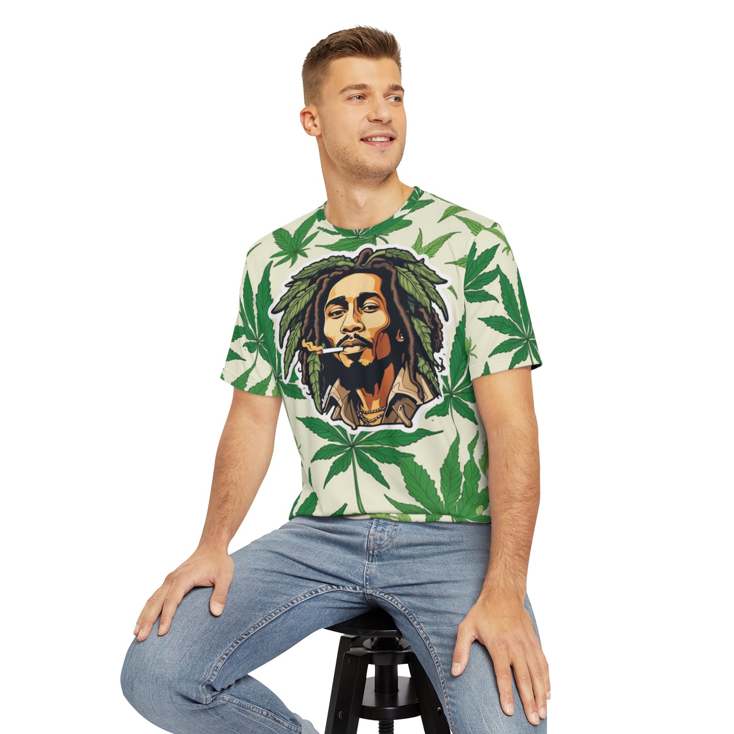 Men's Polyester Tee (AOP) rasta bob cannabis enthusiast