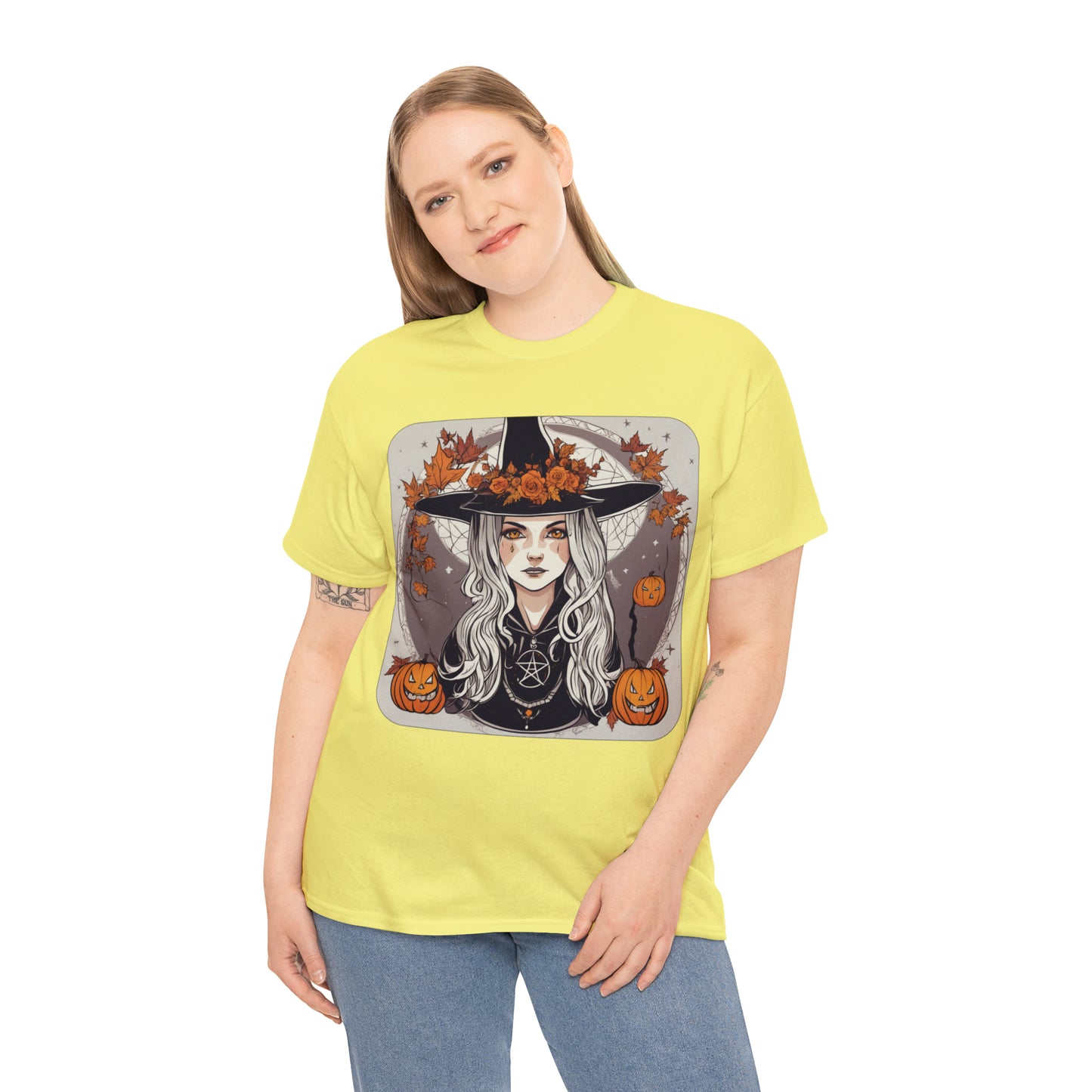 Unisex Heavy Cotton Tee Halloween Witch Pumpkin