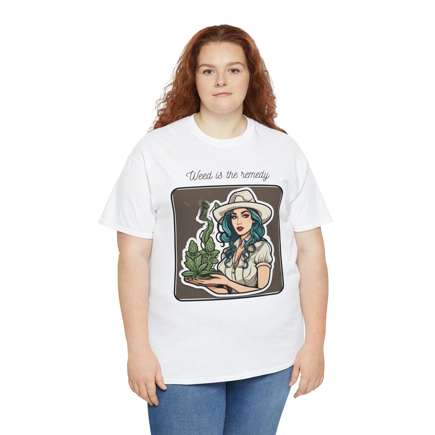 Unisex Heavy Cotton Tee Cannabis Enthusiast Series No. 13 Weed is The Remedy