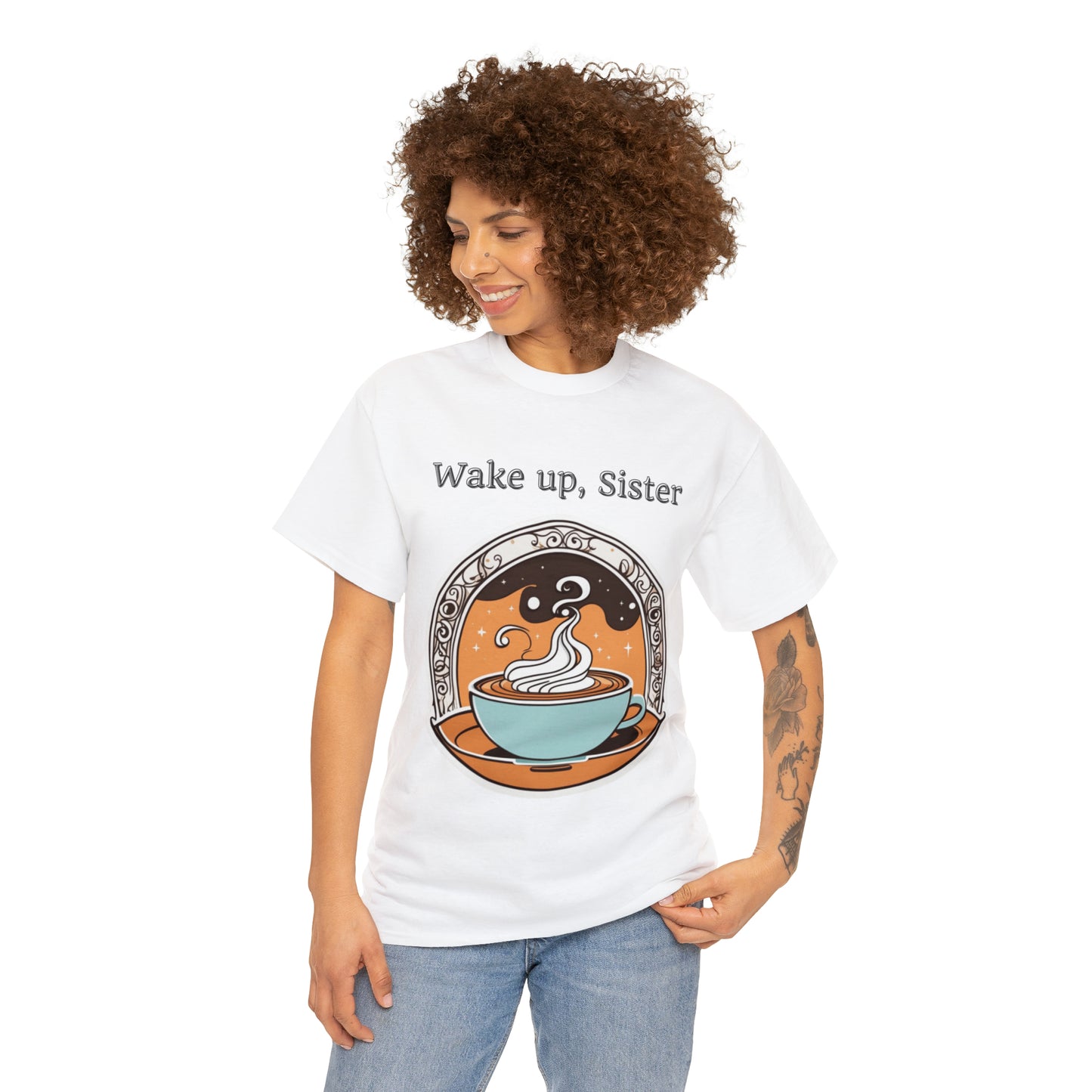 Unisex Heavy Cotton Tee Wake Up, Sister Brew