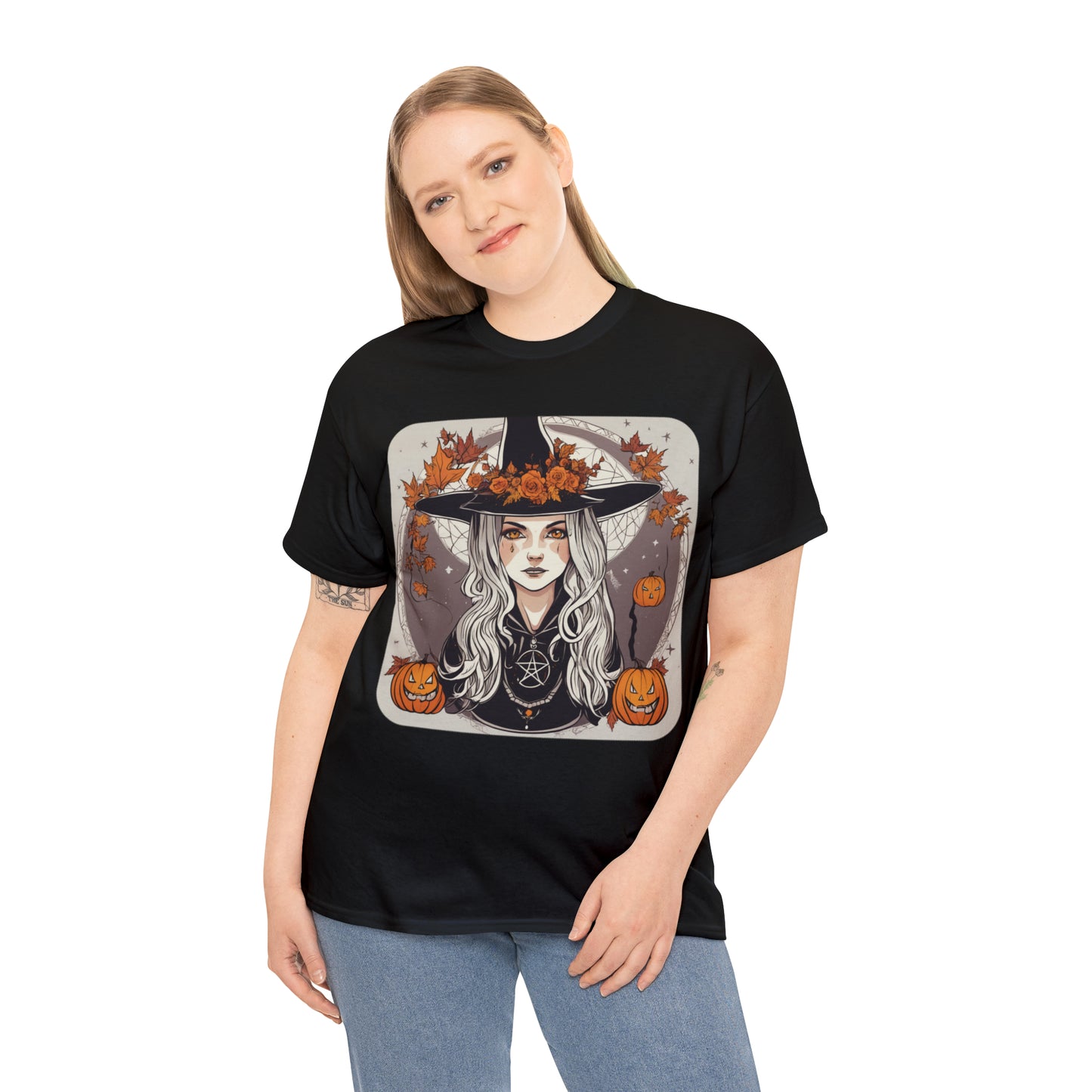 Unisex Heavy Cotton Tee Halloween Witch Pumpkin
