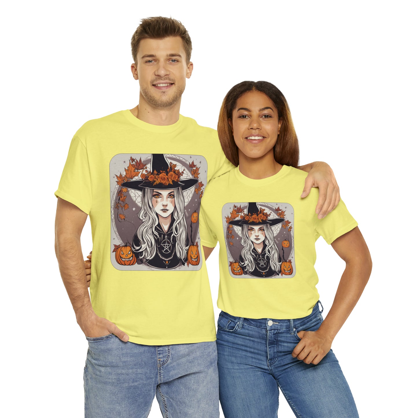 Unisex Heavy Cotton Tee Halloween Witch Pumpkin