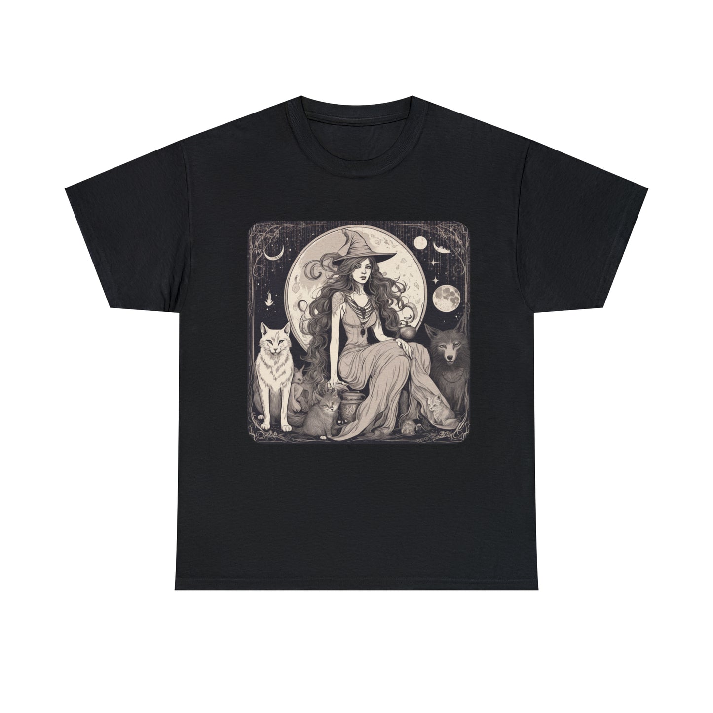 Unisex Heavy Cotton Tee Witchy Vibes and Familiars