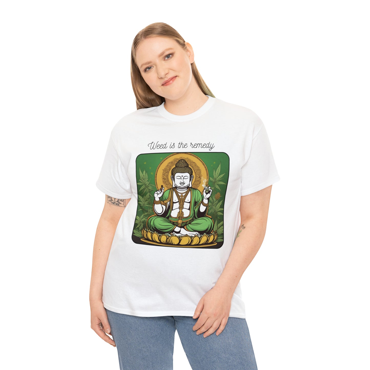 Unisex Heavy Cotton Tee Cannabis Enthusiast Series No. 18 Weed is The Remedy