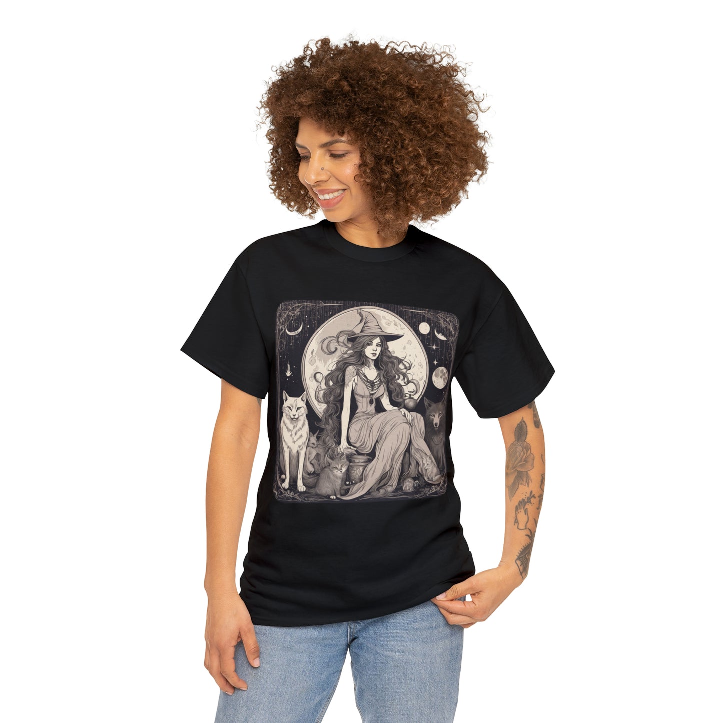 Unisex Heavy Cotton Tee Witchy Vibes and Familiars
