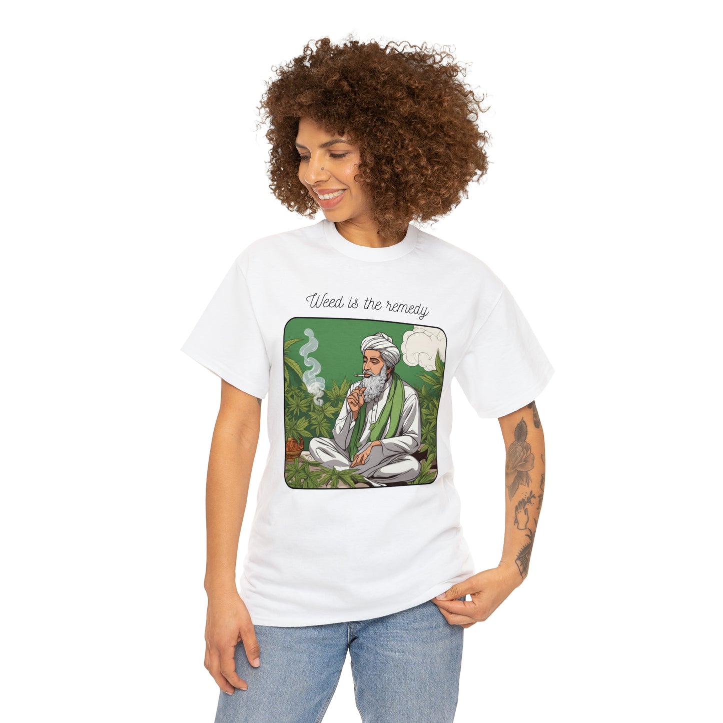 Unisex Heavy Cotton Tee Cannabis Enthuasist Series No. 17 Weed is The Remedy