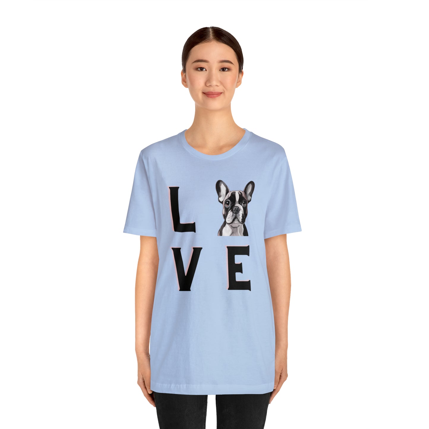Frenchie Puppy LOVE Unisex Jersey Short Sleeve Tee