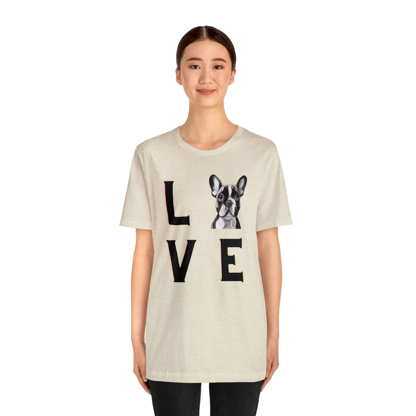 Frenchie Puppy LOVE Unisex Jersey Short Sleeve Tee