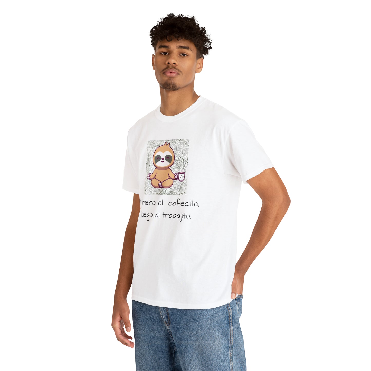 Sloth Cafecito Graphic Tshirt Unisex Heavy Cotton Tee