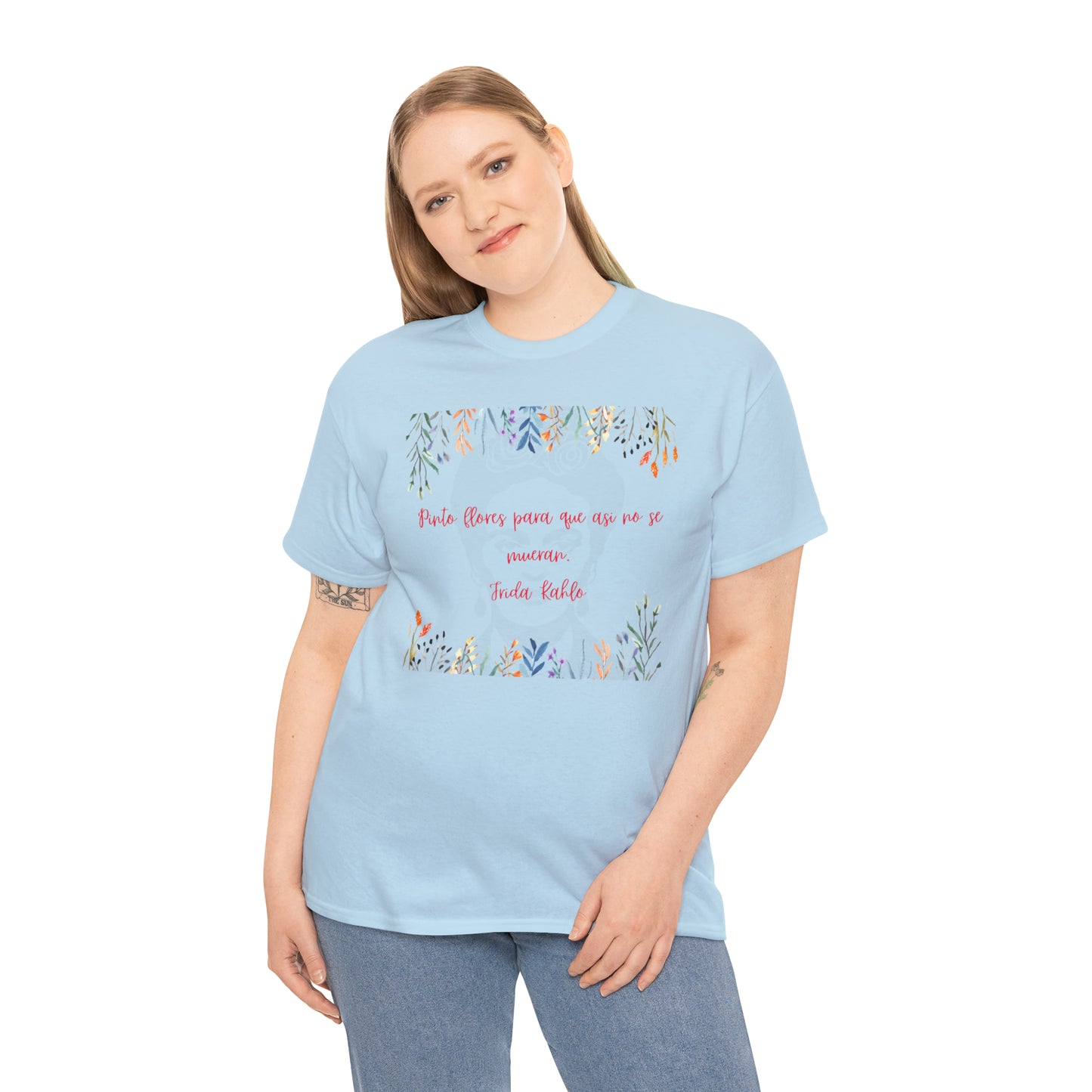 Pinto Flores Frida Kahlo Graphic Tshirt Unisex Heavy Cotton Tee