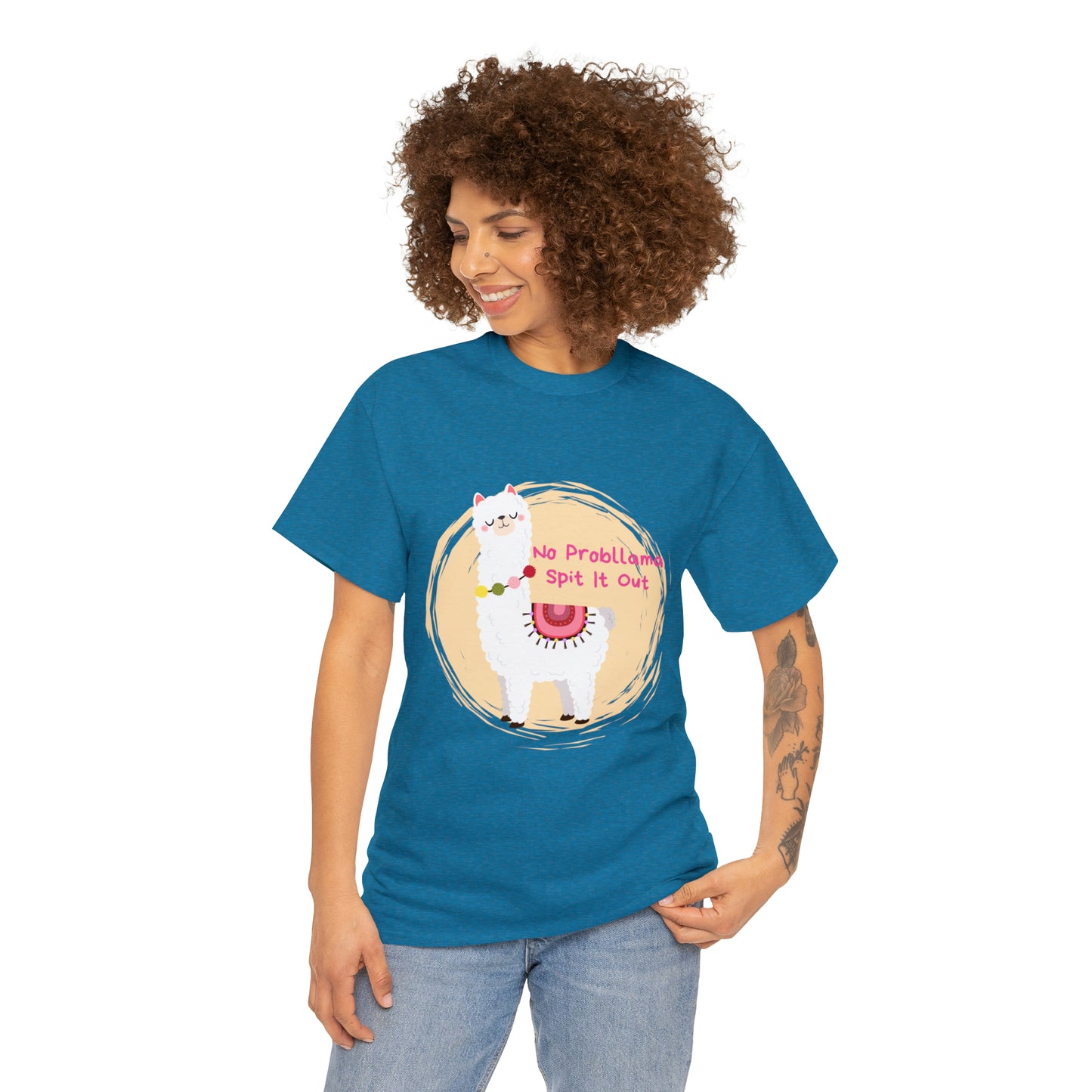 No Probllama Spit It Out Graphic Tshirt Unisex Heavy Cotton Tee