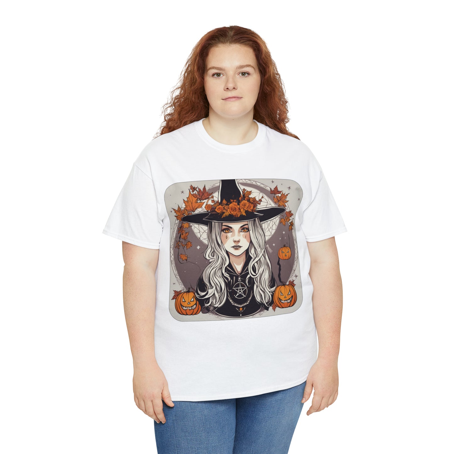 Unisex Heavy Cotton Tee Halloween Witch Pumpkin