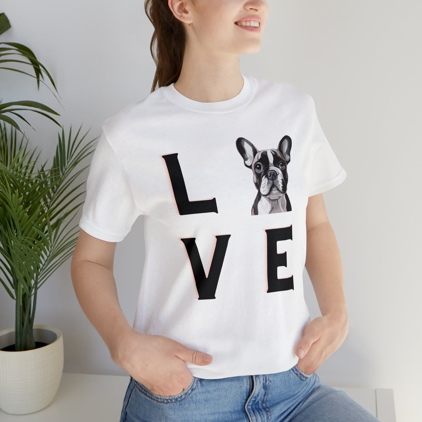 Frenchie Puppy LOVE Unisex Jersey Short Sleeve Tee