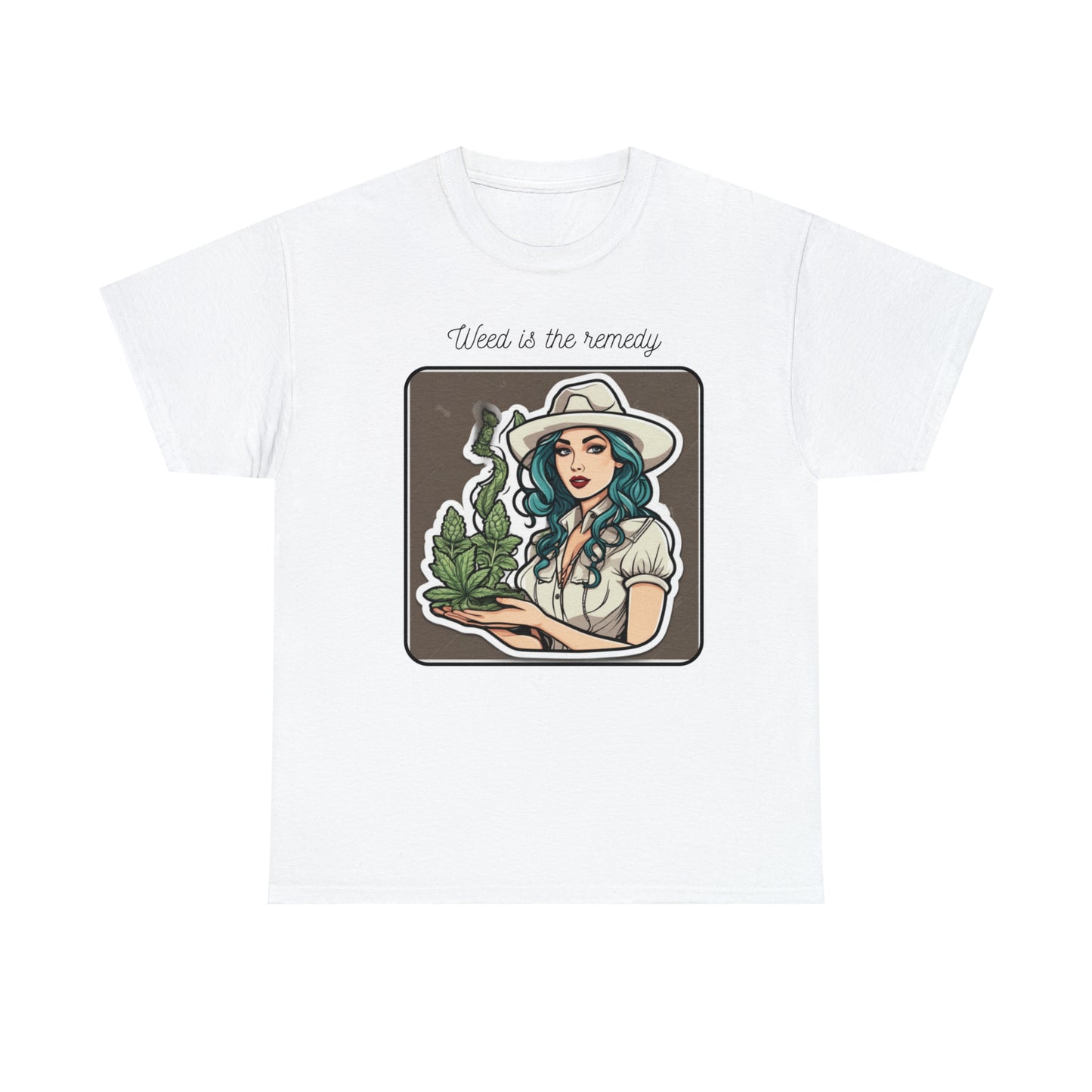 Unisex Heavy Cotton Tee Cannabis Enthusiast Series No. 13 Weed is The Remedy