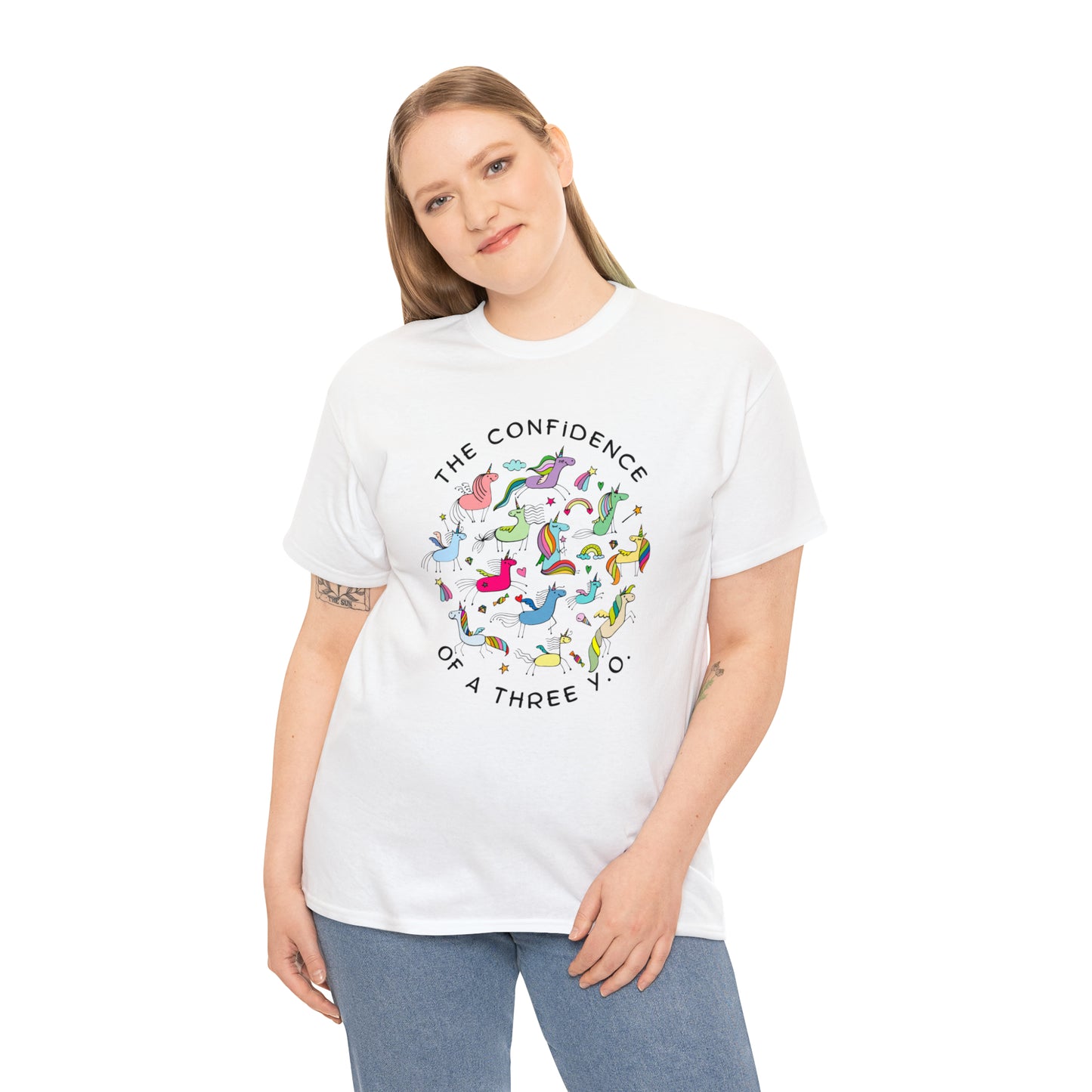 The Confidence of A Three Year Old Graphic Tshirt Unisex Heavy Cotton Tee