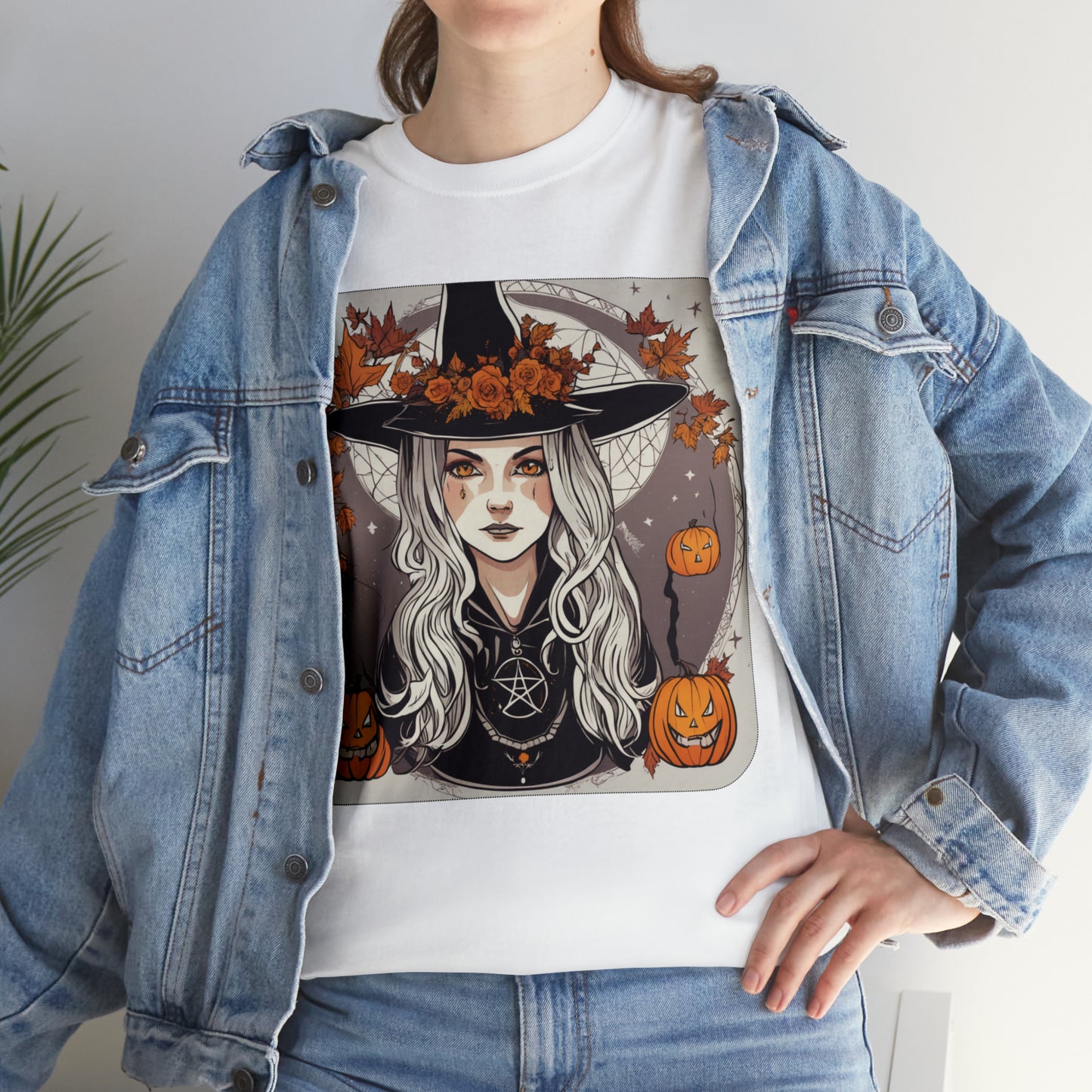 Unisex Heavy Cotton Tee Halloween Witch Pumpkin