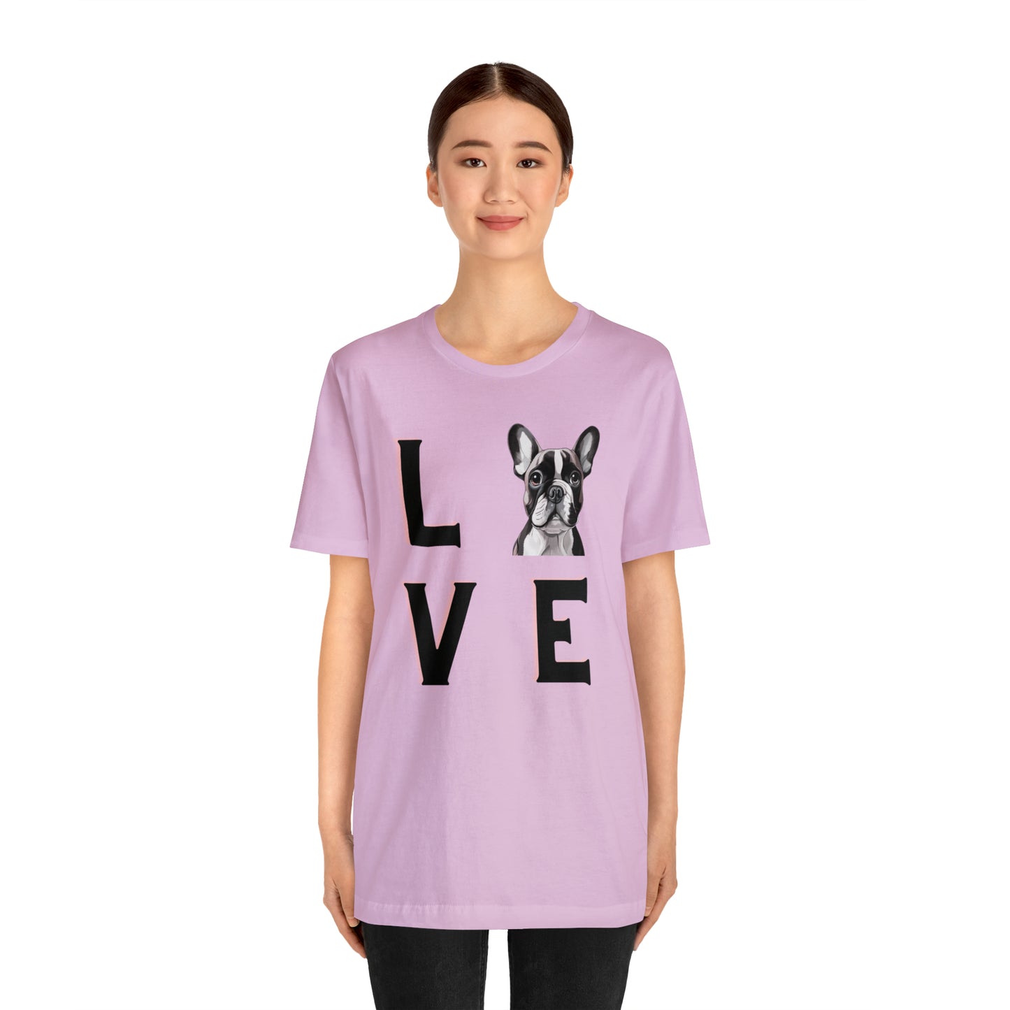 Frenchie Puppy LOVE Unisex Jersey Short Sleeve Tee