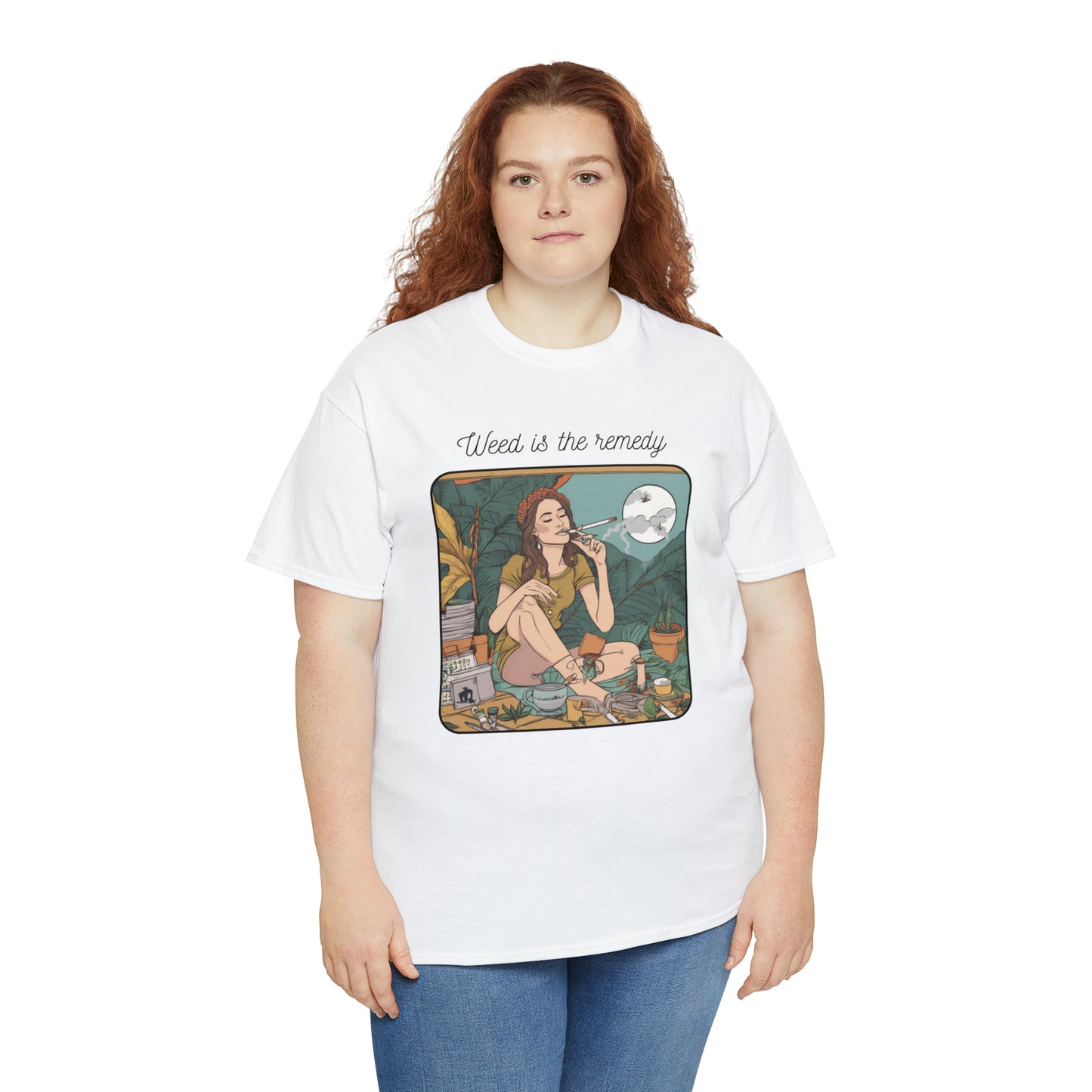 Unisex Heavy Cotton Tee Cannabis Enthusiast Series No. 14 Weed is The Remedy