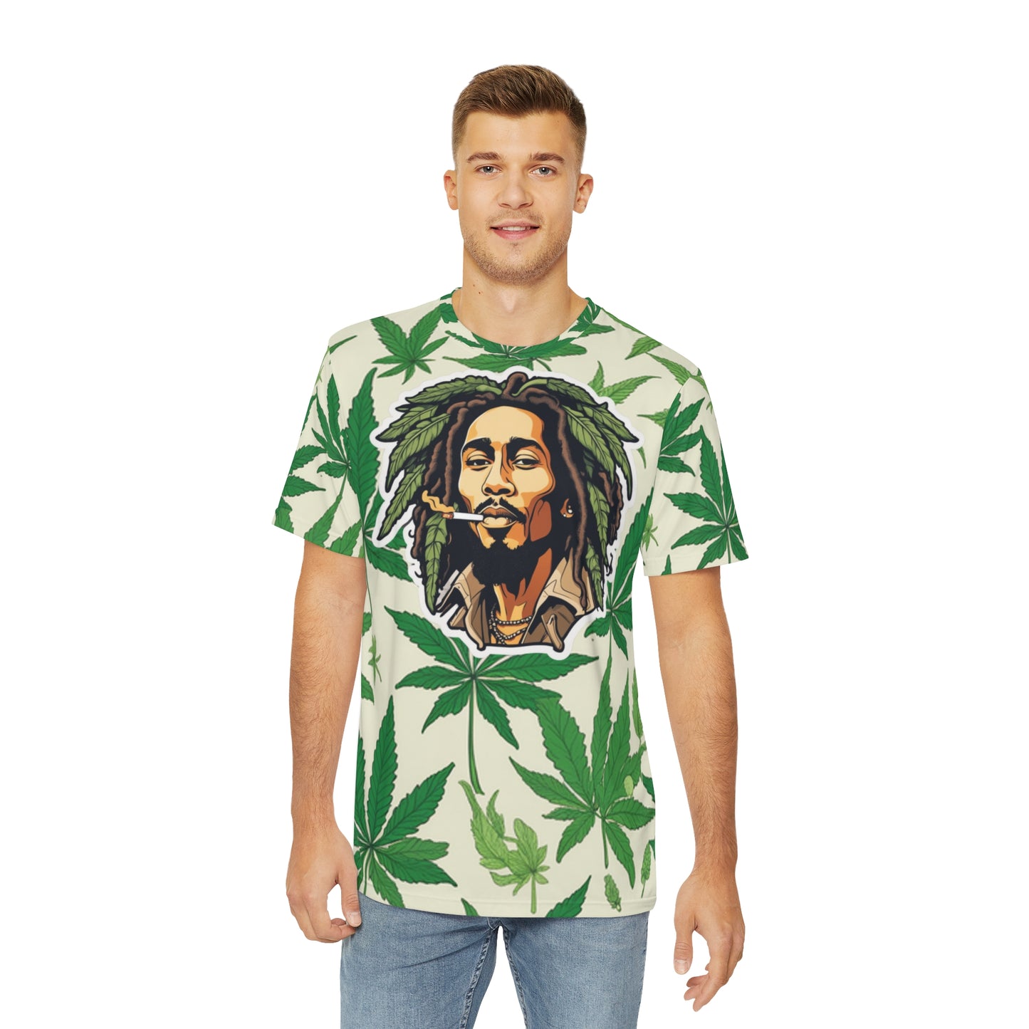 Men's Polyester Tee (AOP) rasta bob cannabis enthusiast