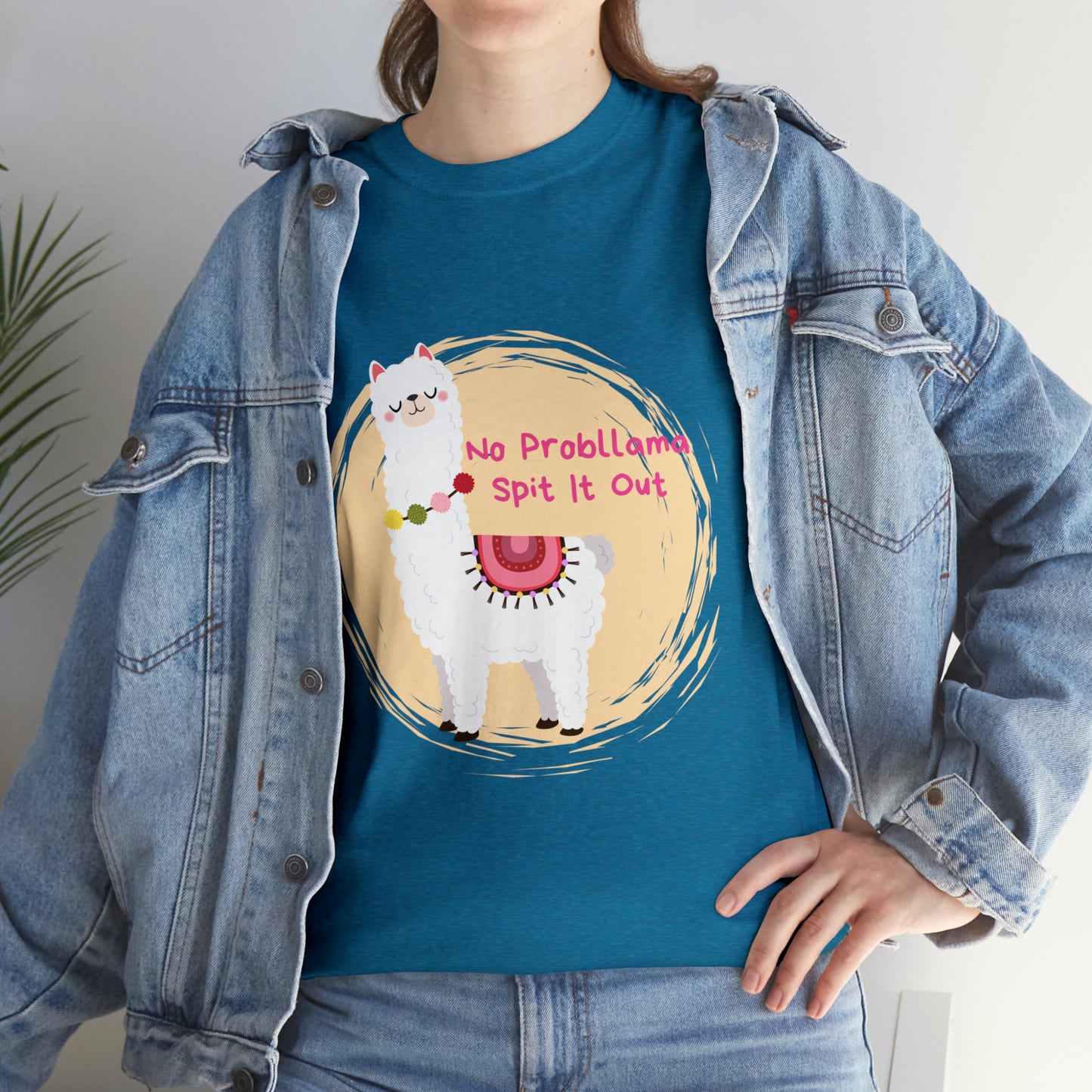 No Probllama Spit It Out Graphic Tshirt Unisex Heavy Cotton Tee