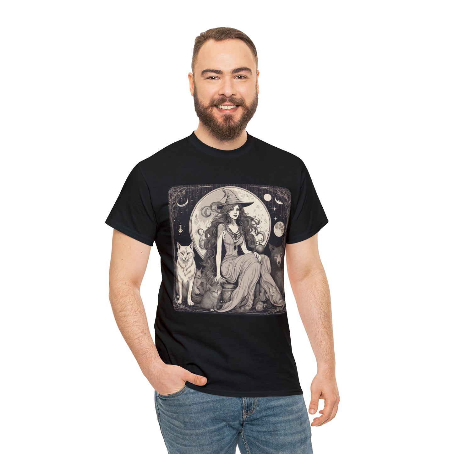 Unisex Heavy Cotton Tee Witchy Vibes and Familiars