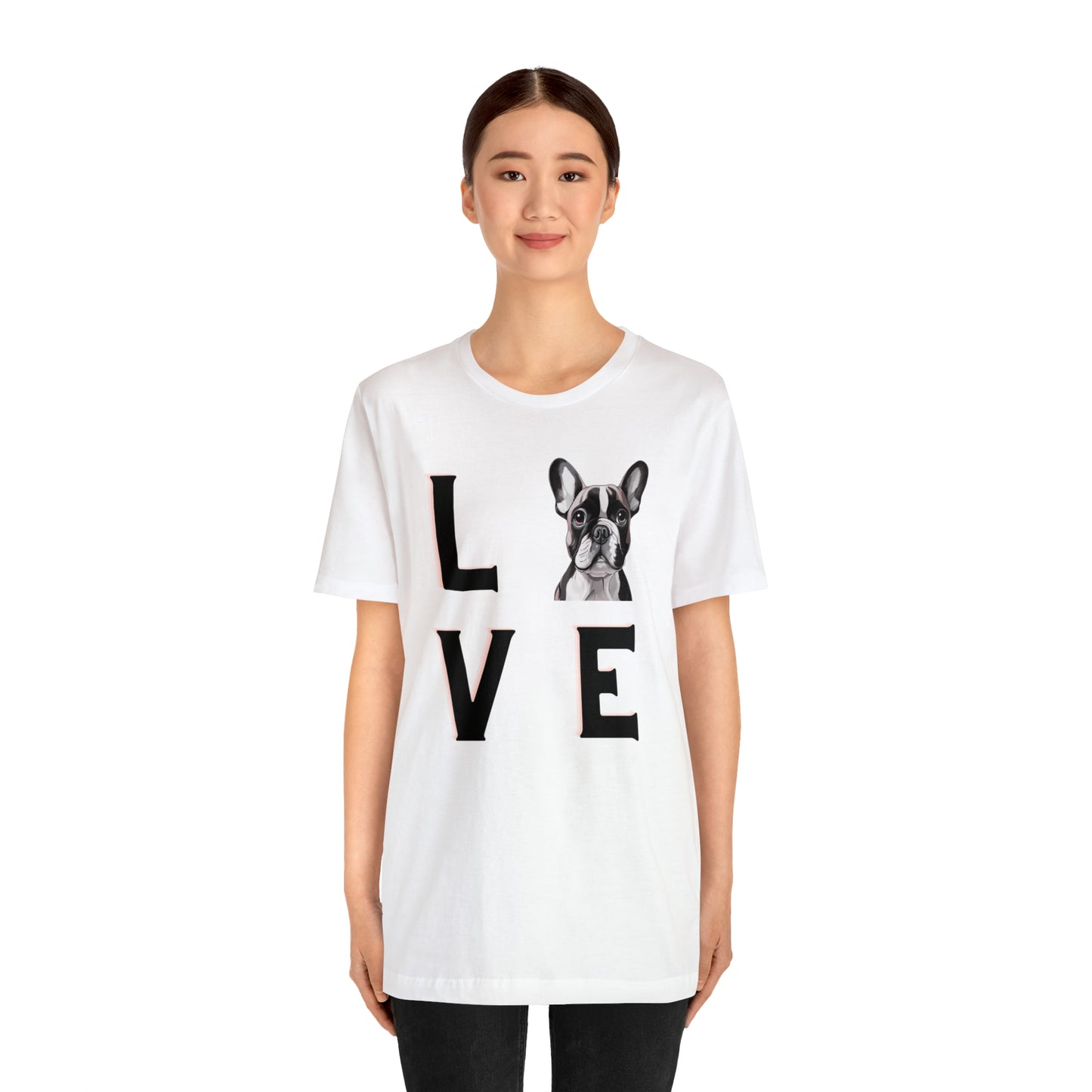 Frenchie Puppy LOVE Unisex Jersey Short Sleeve Tee
