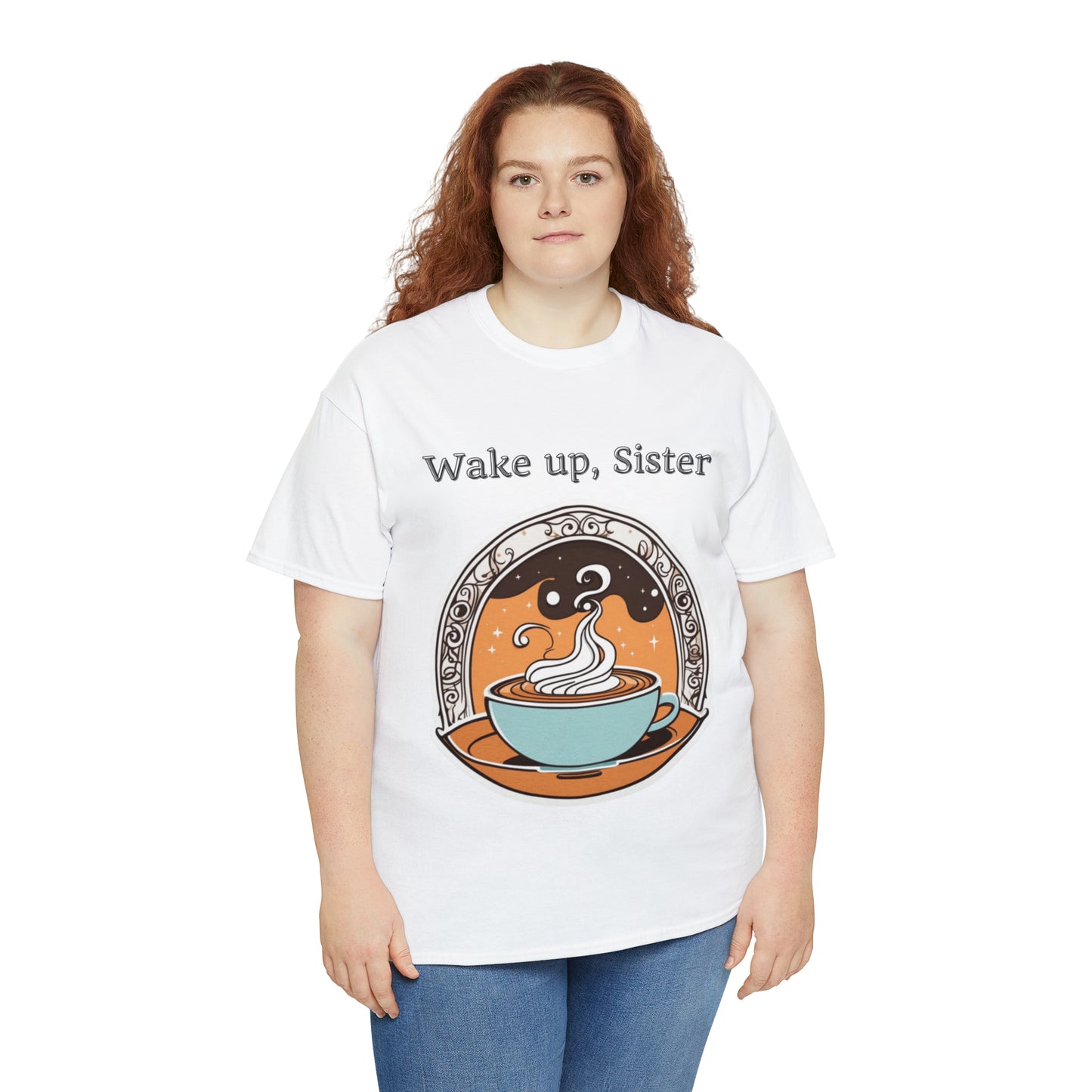 Unisex Heavy Cotton Tee Wake Up, Sister Brew